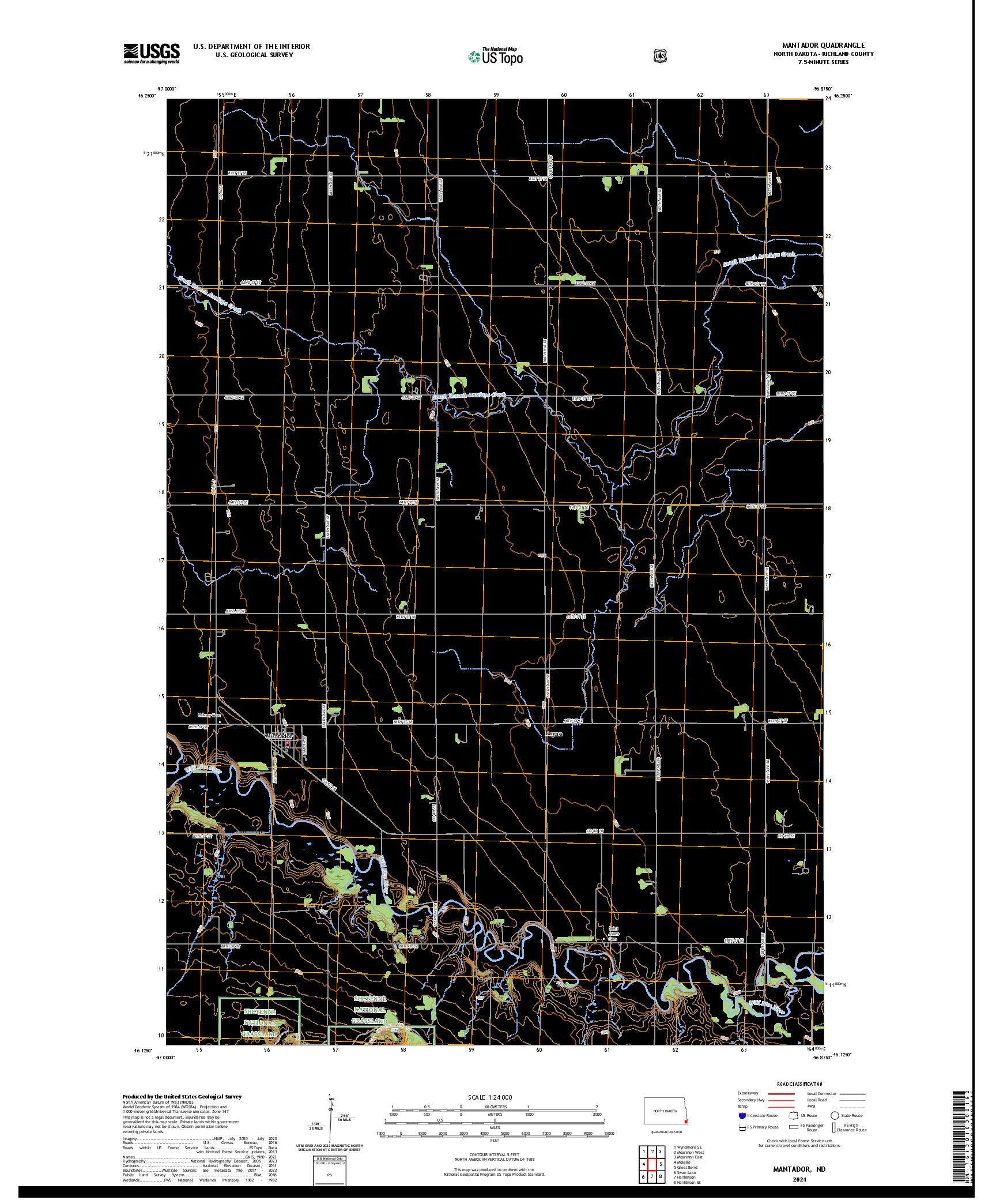 US TOPO 7.5-MINUTE MAP FOR MANTADOR, ND