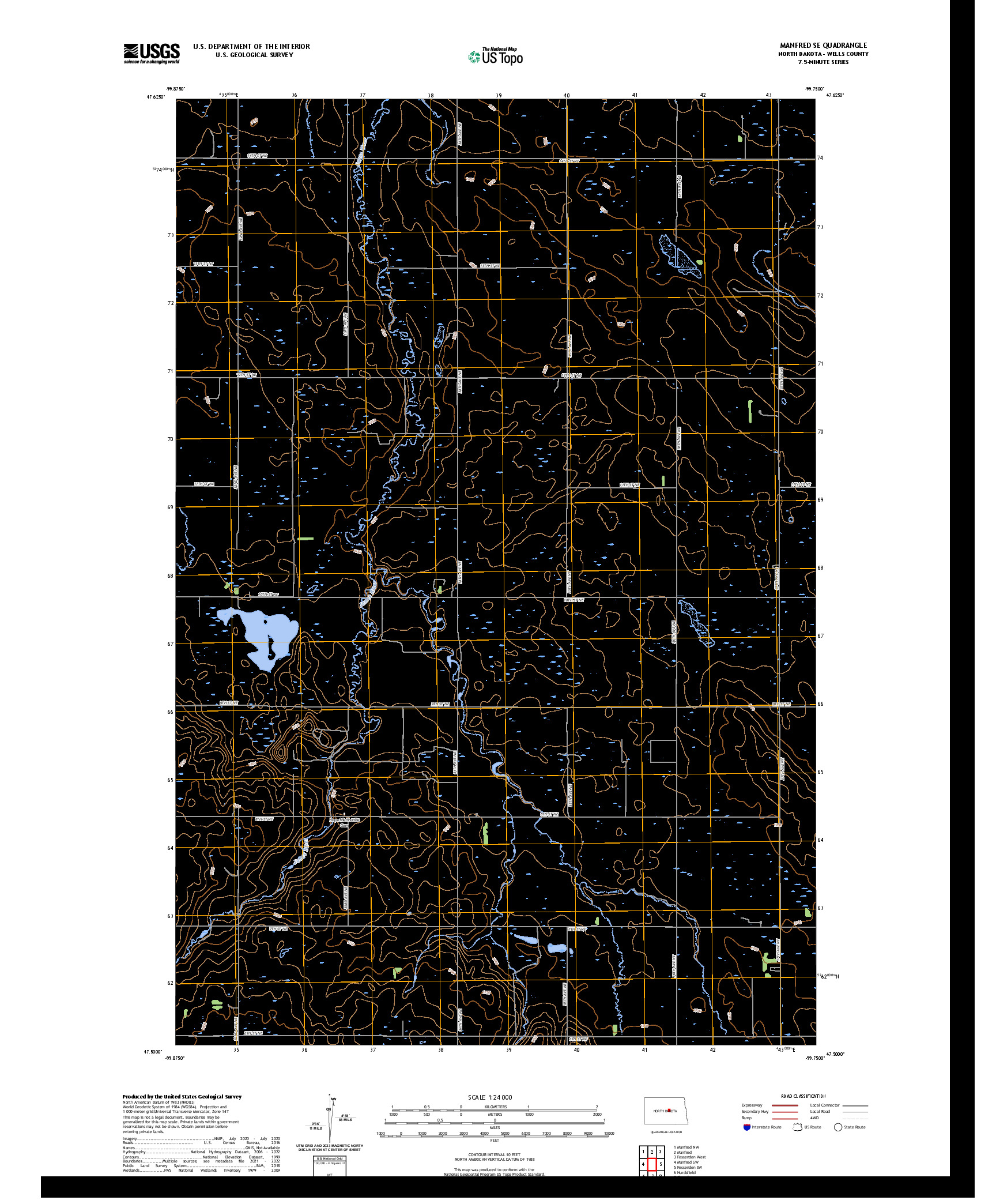 US TOPO 7.5-MINUTE MAP FOR MANFRED SE, ND