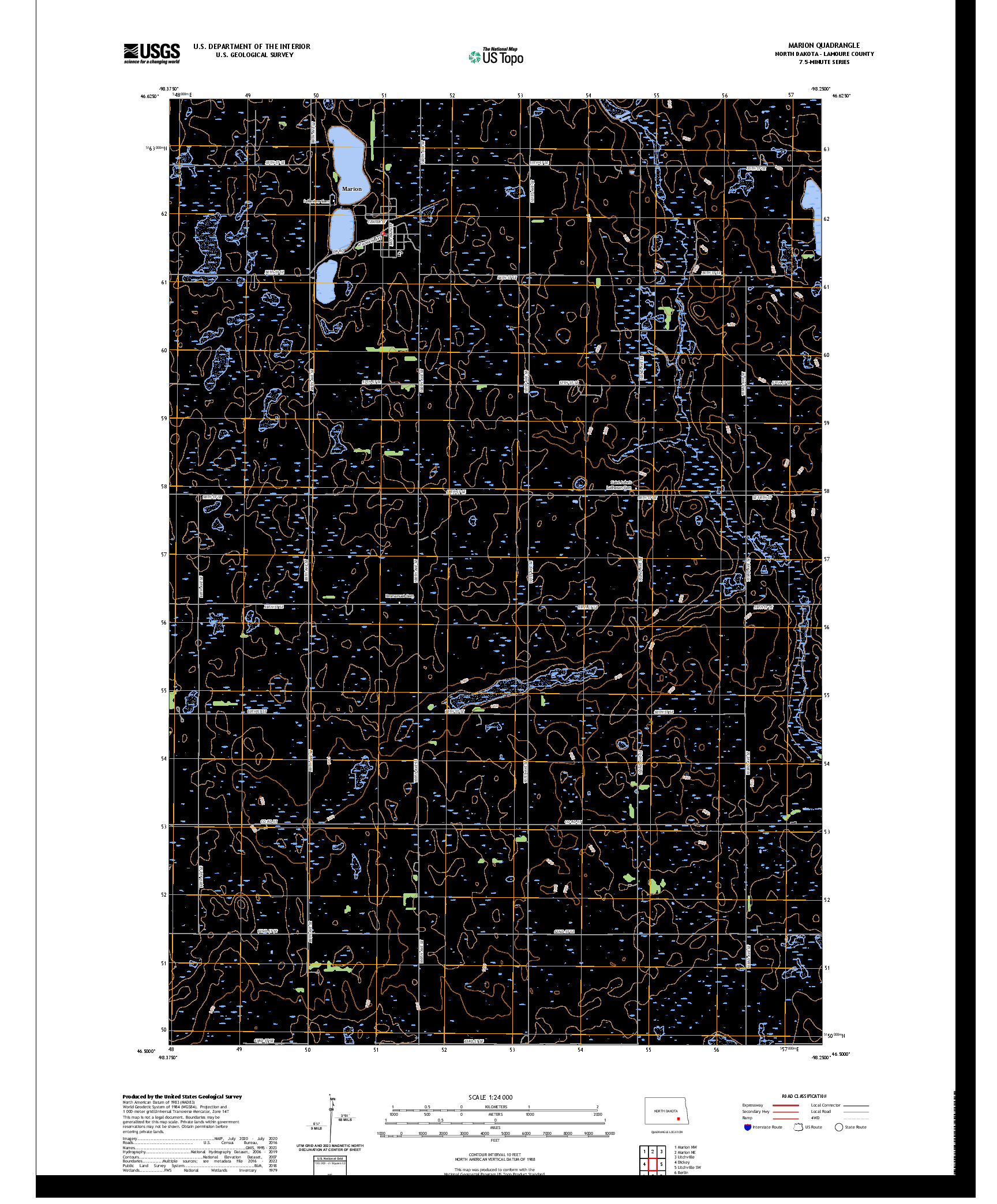 US TOPO 7.5-MINUTE MAP FOR MARION, ND