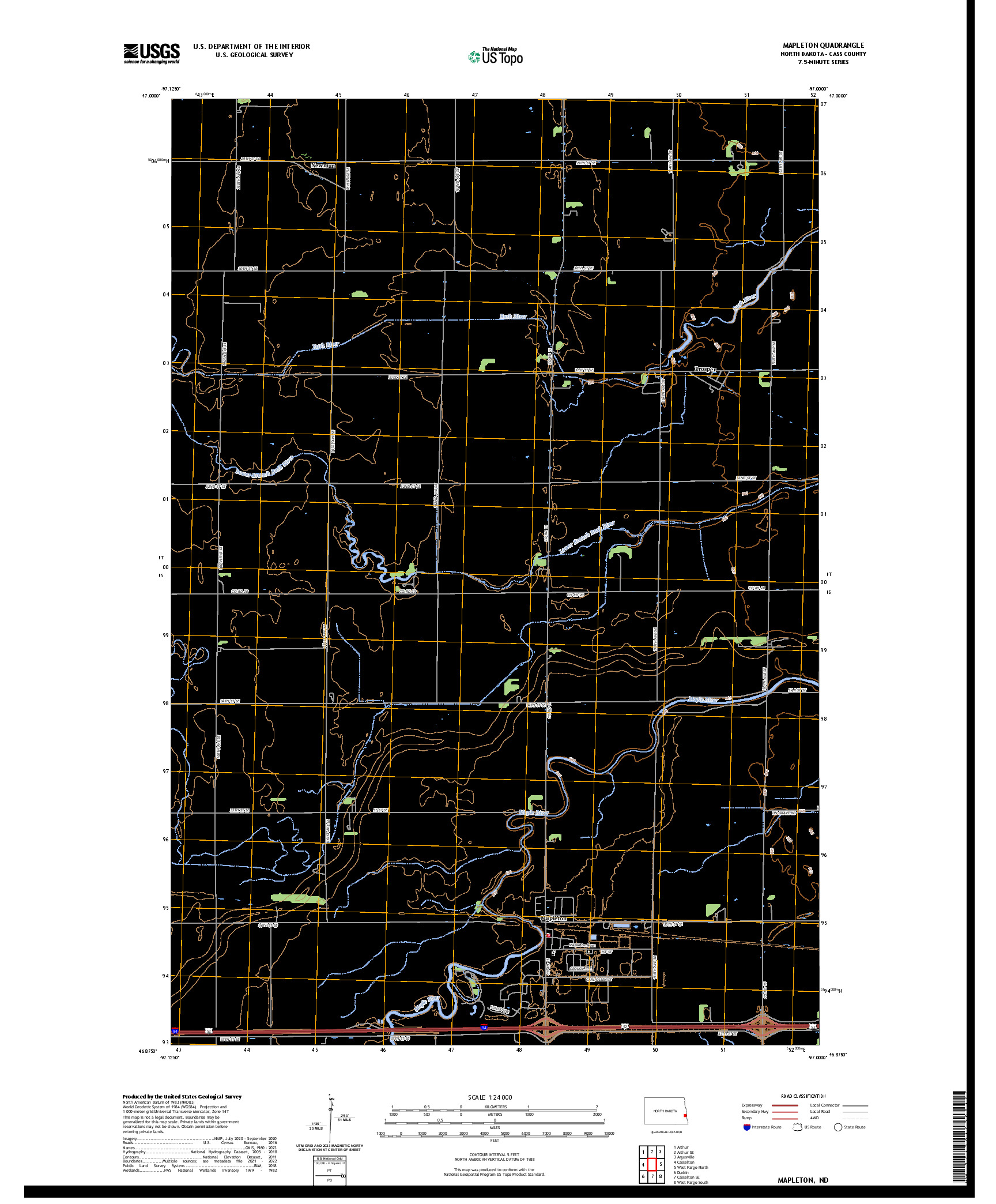 US TOPO 7.5-MINUTE MAP FOR MAPLETON, ND