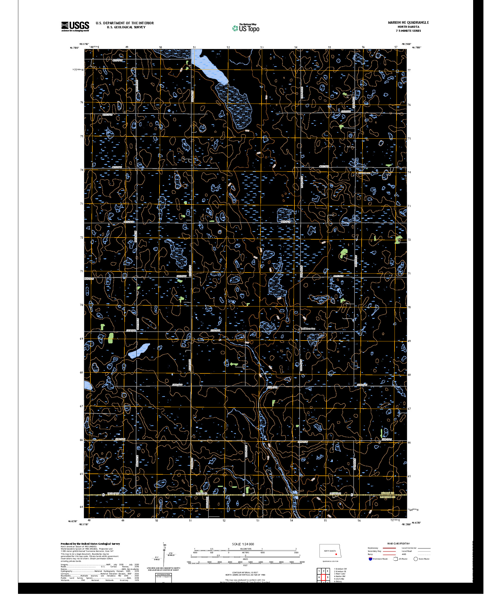 US TOPO 7.5-MINUTE MAP FOR MARION NE, ND