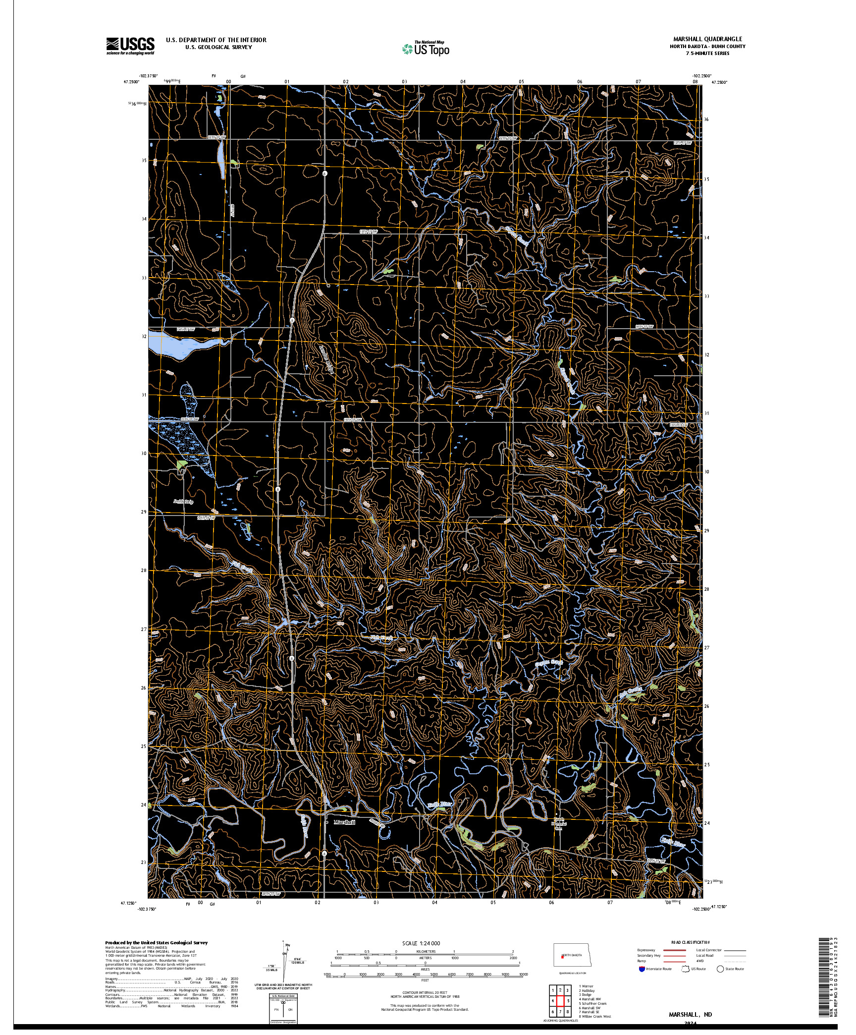 US TOPO 7.5-MINUTE MAP FOR MARSHALL, ND