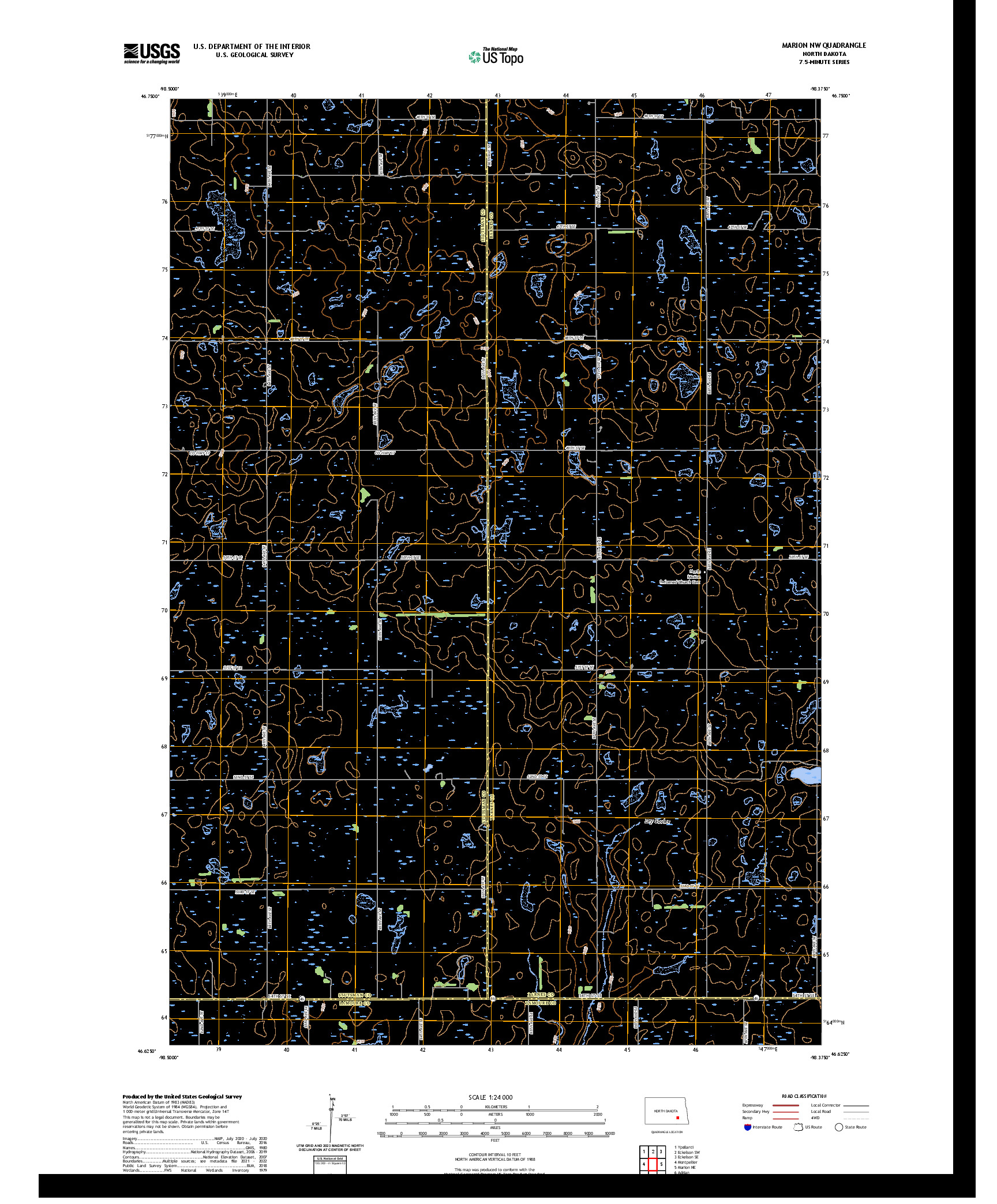 US TOPO 7.5-MINUTE MAP FOR MARION NW, ND