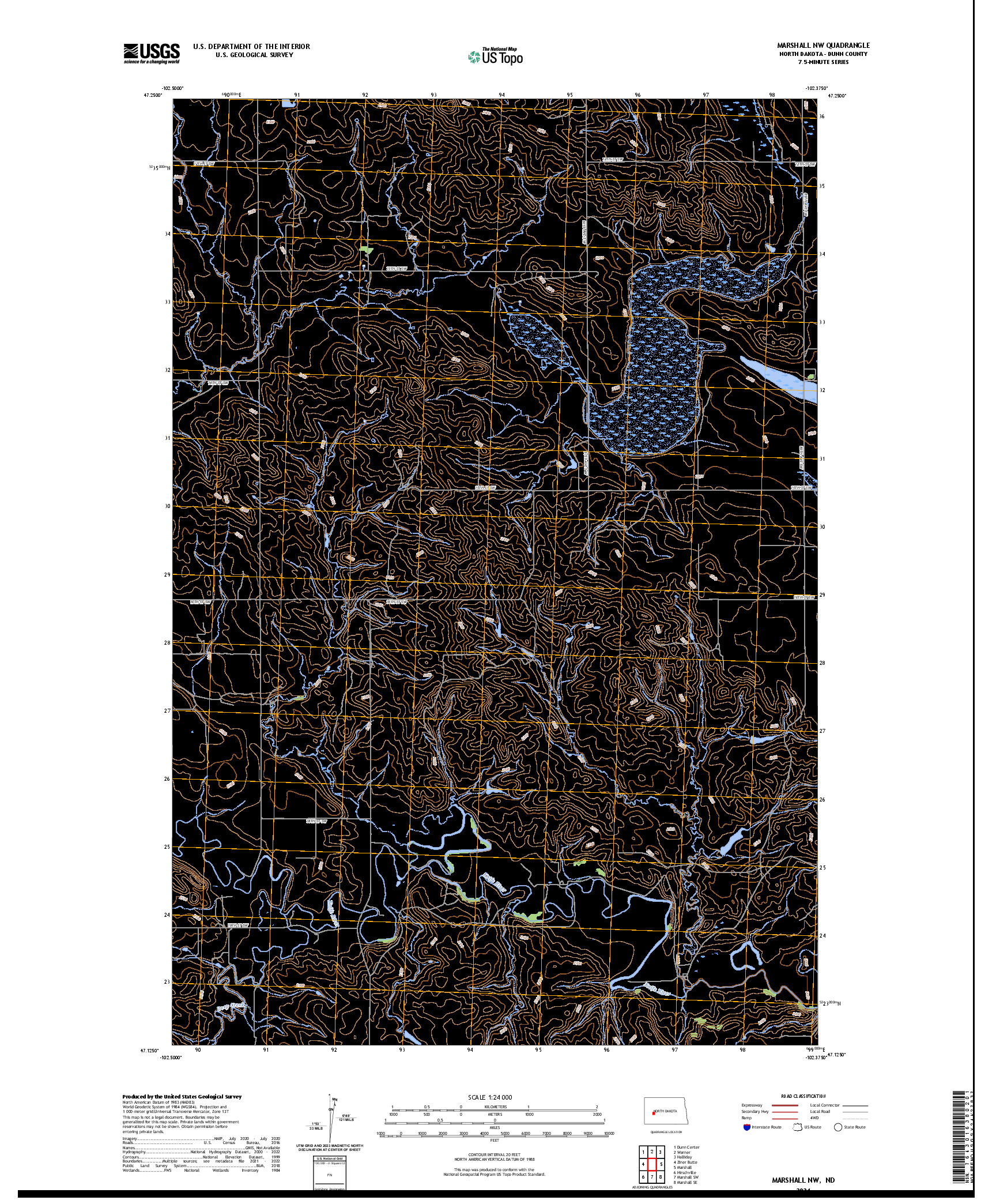 US TOPO 7.5-MINUTE MAP FOR MARSHALL NW, ND