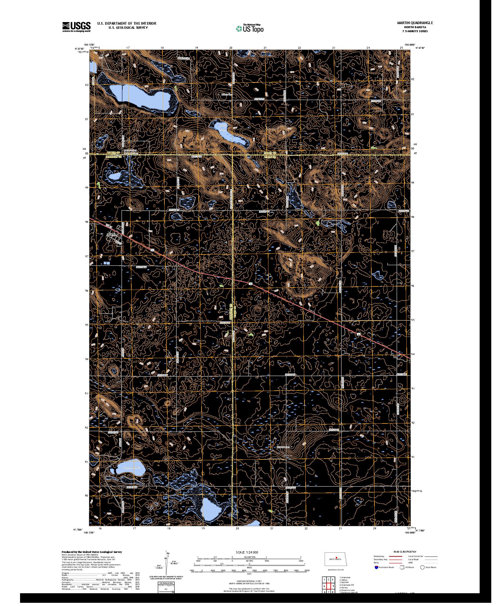 US TOPO 7.5-MINUTE MAP FOR MARTIN, ND