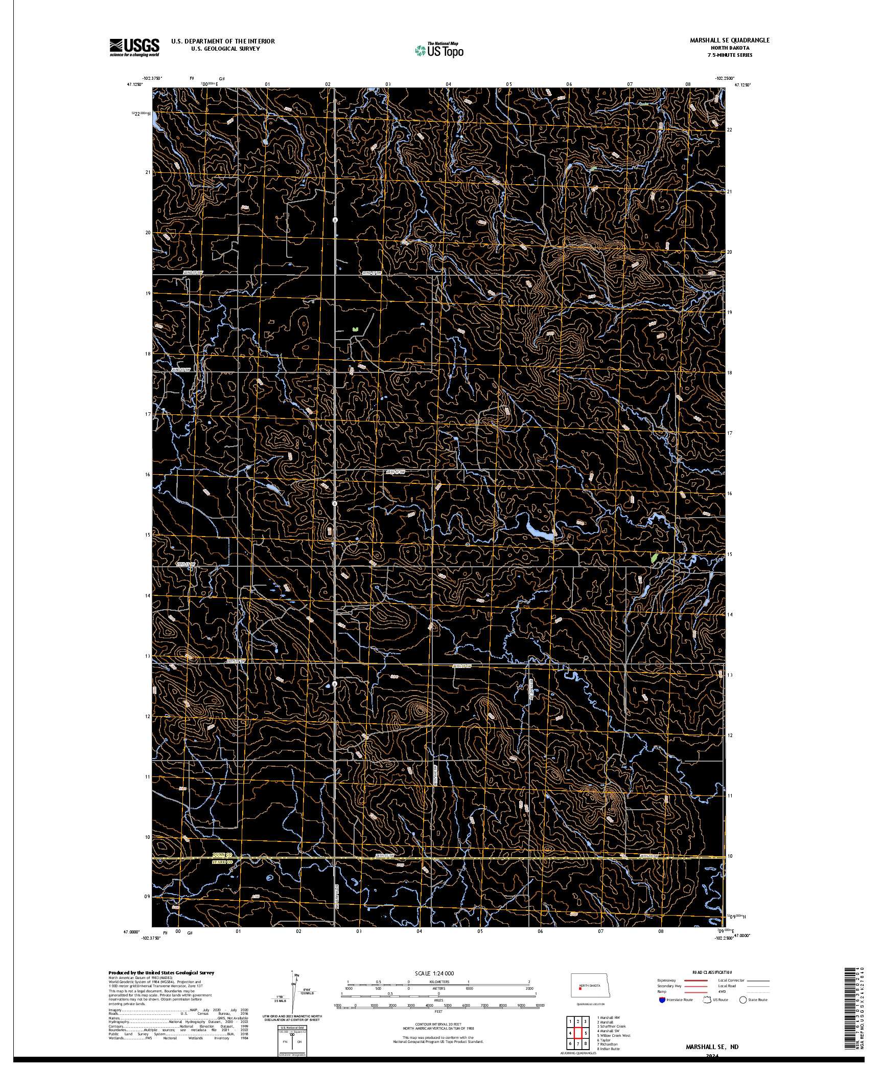 US TOPO 7.5-MINUTE MAP FOR MARSHALL SE, ND