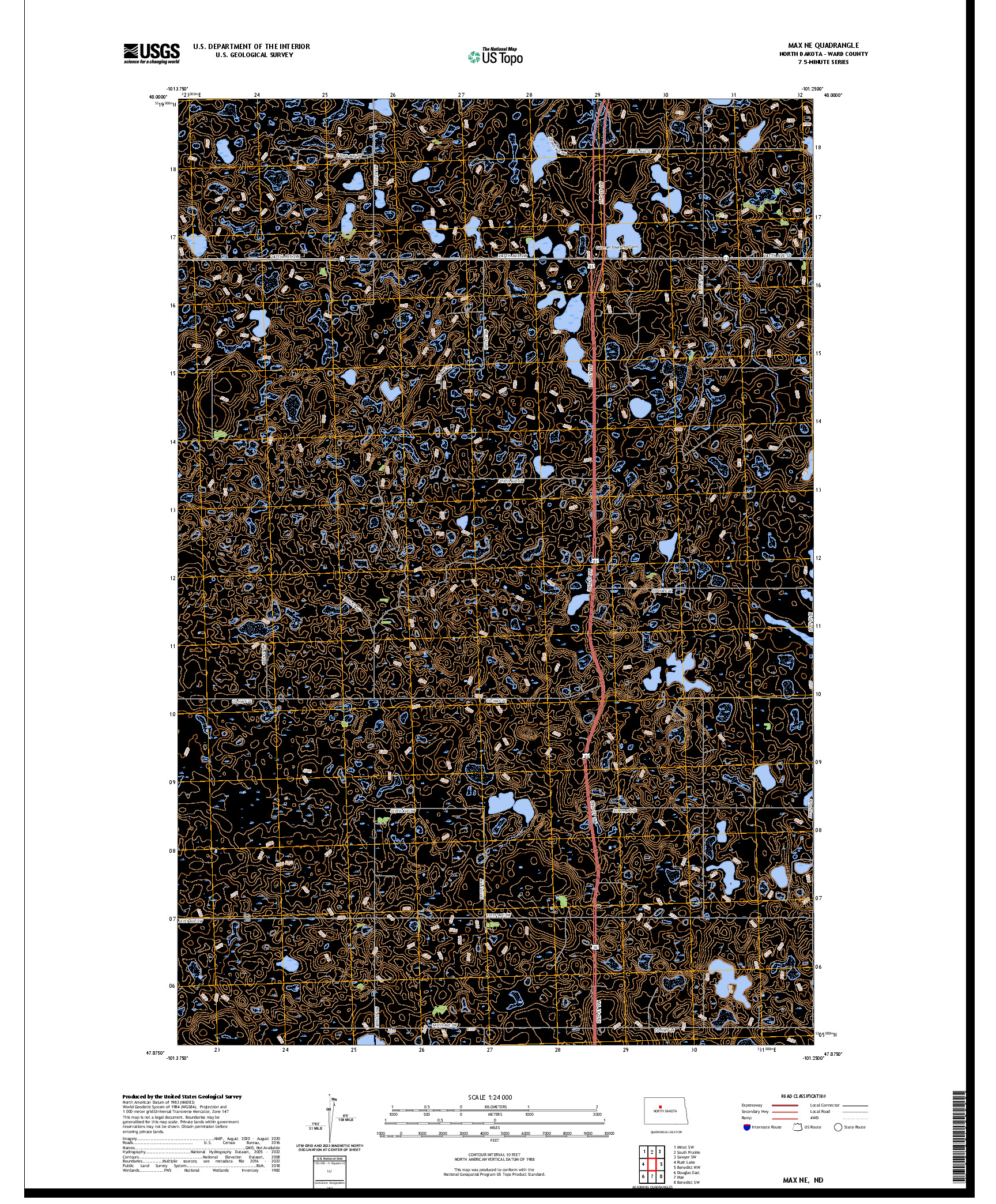 US TOPO 7.5-MINUTE MAP FOR MAX NE, ND