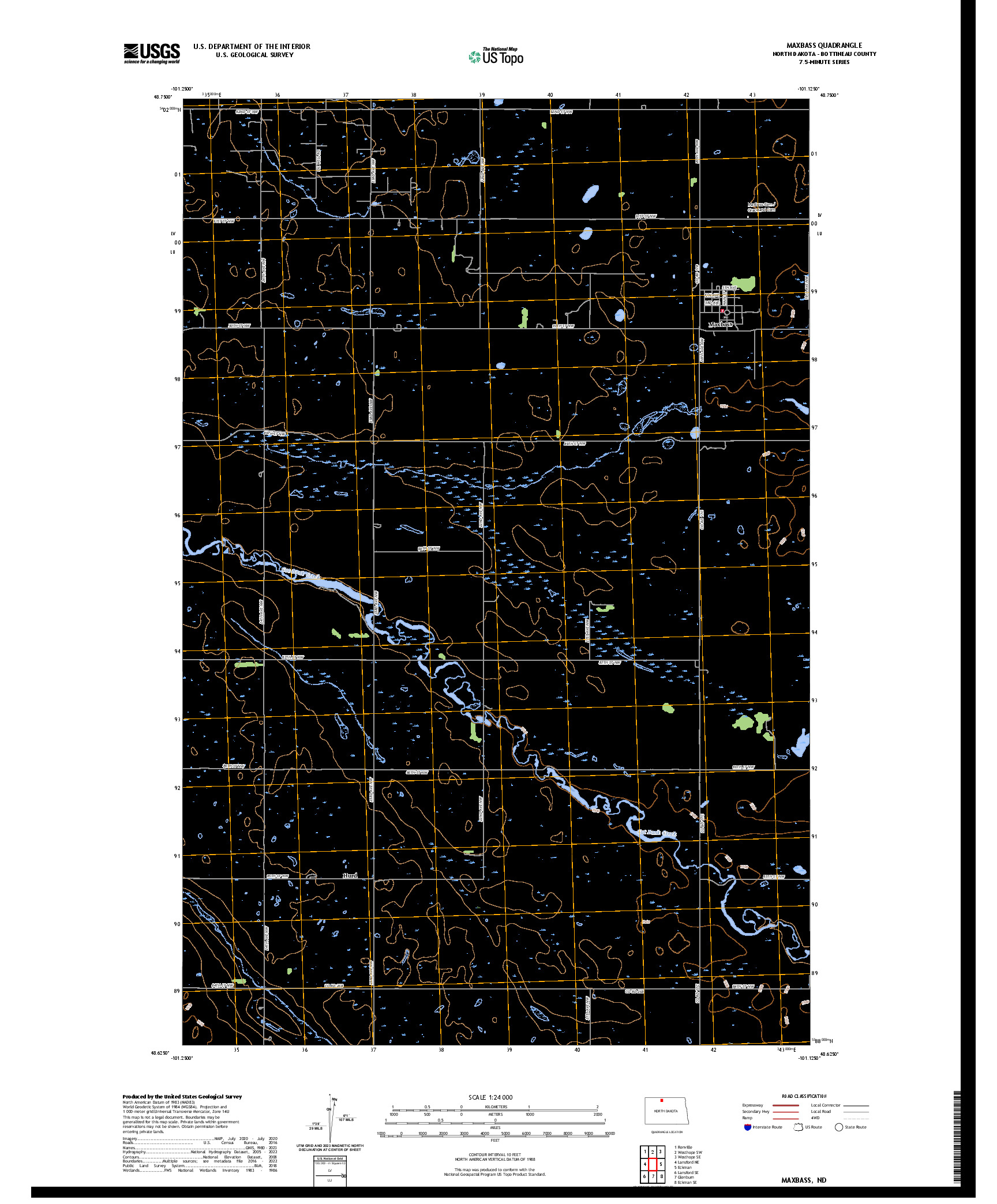 US TOPO 7.5-MINUTE MAP FOR MAXBASS, ND