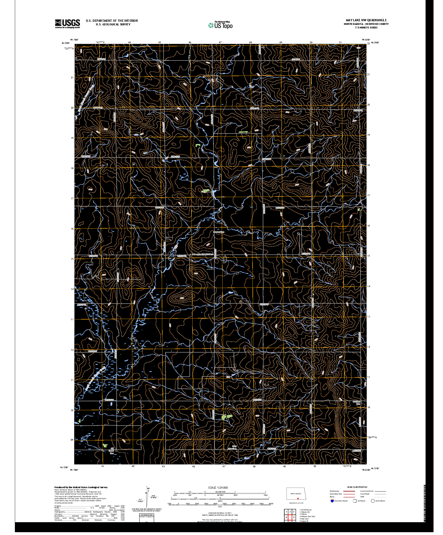 US TOPO 7.5-MINUTE MAP FOR MAY LAKE NW, ND