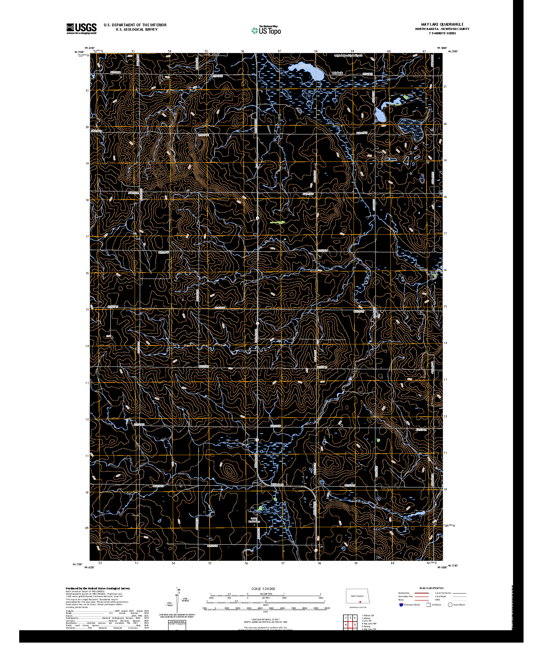 US TOPO 7.5-MINUTE MAP FOR MAY LAKE, ND