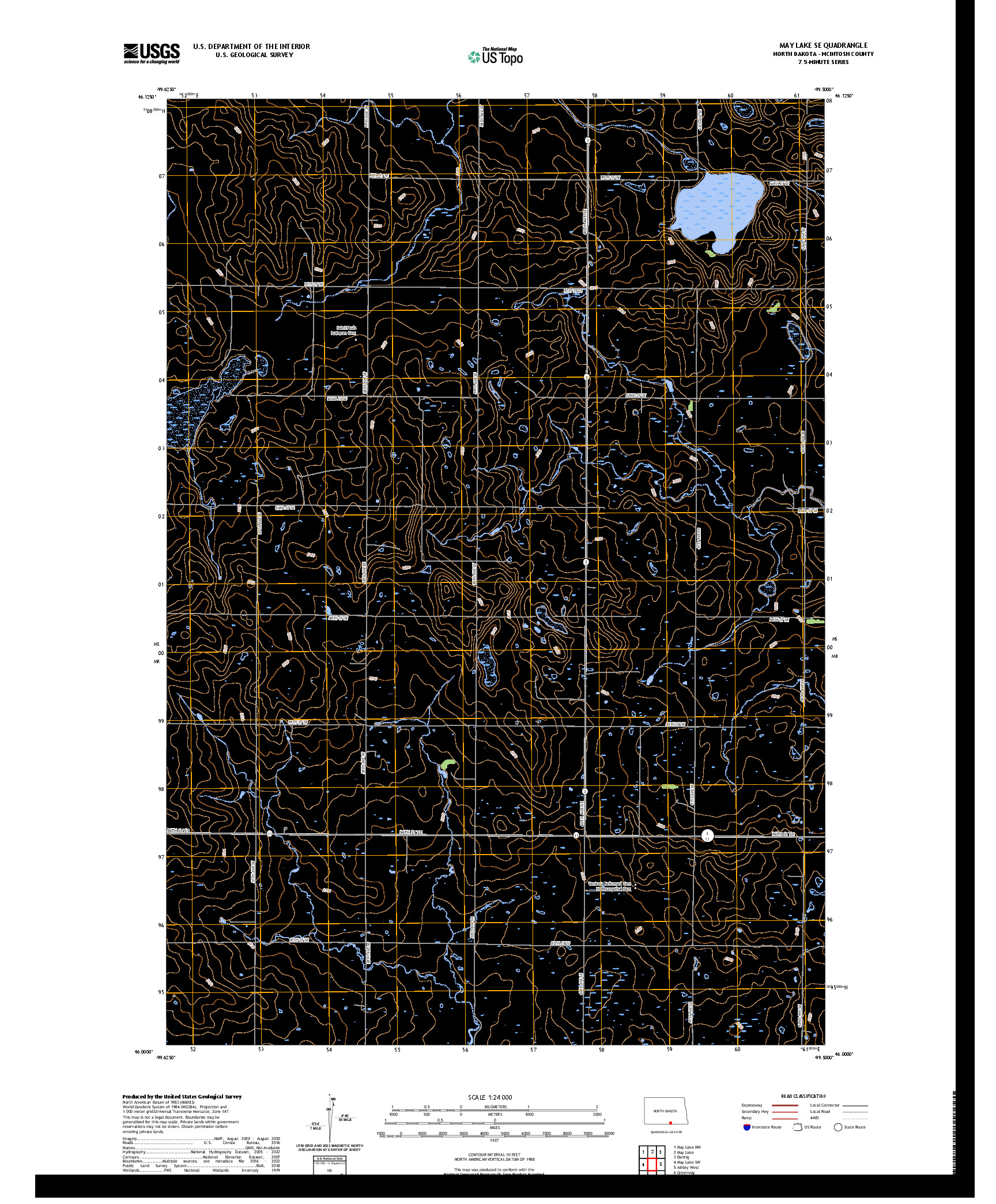 US TOPO 7.5-MINUTE MAP FOR MAY LAKE SE, ND