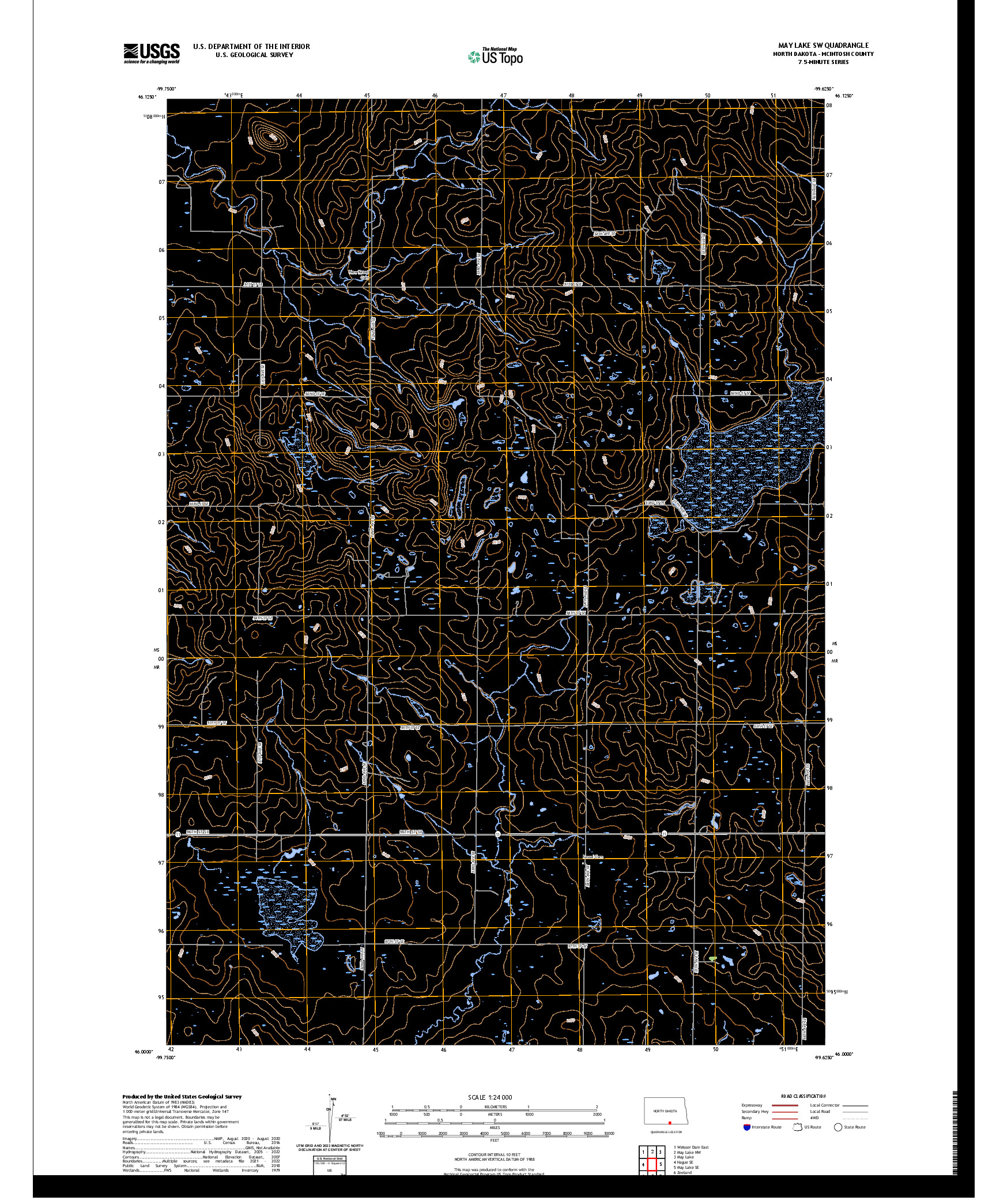 US TOPO 7.5-MINUTE MAP FOR MAY LAKE SW, ND