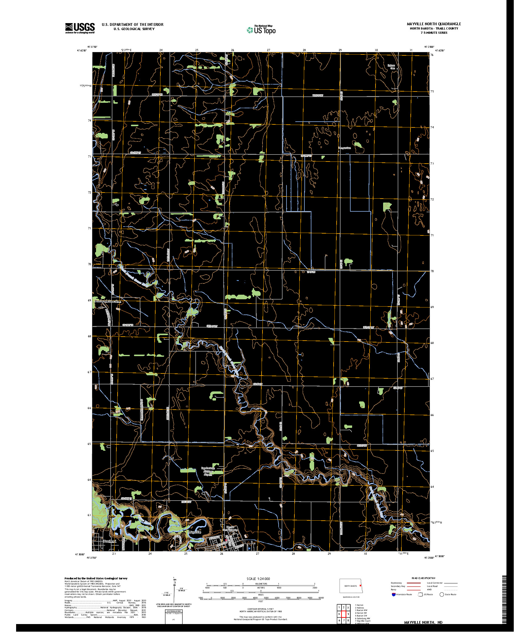 US TOPO 7.5-MINUTE MAP FOR MAYVILLE NORTH, ND