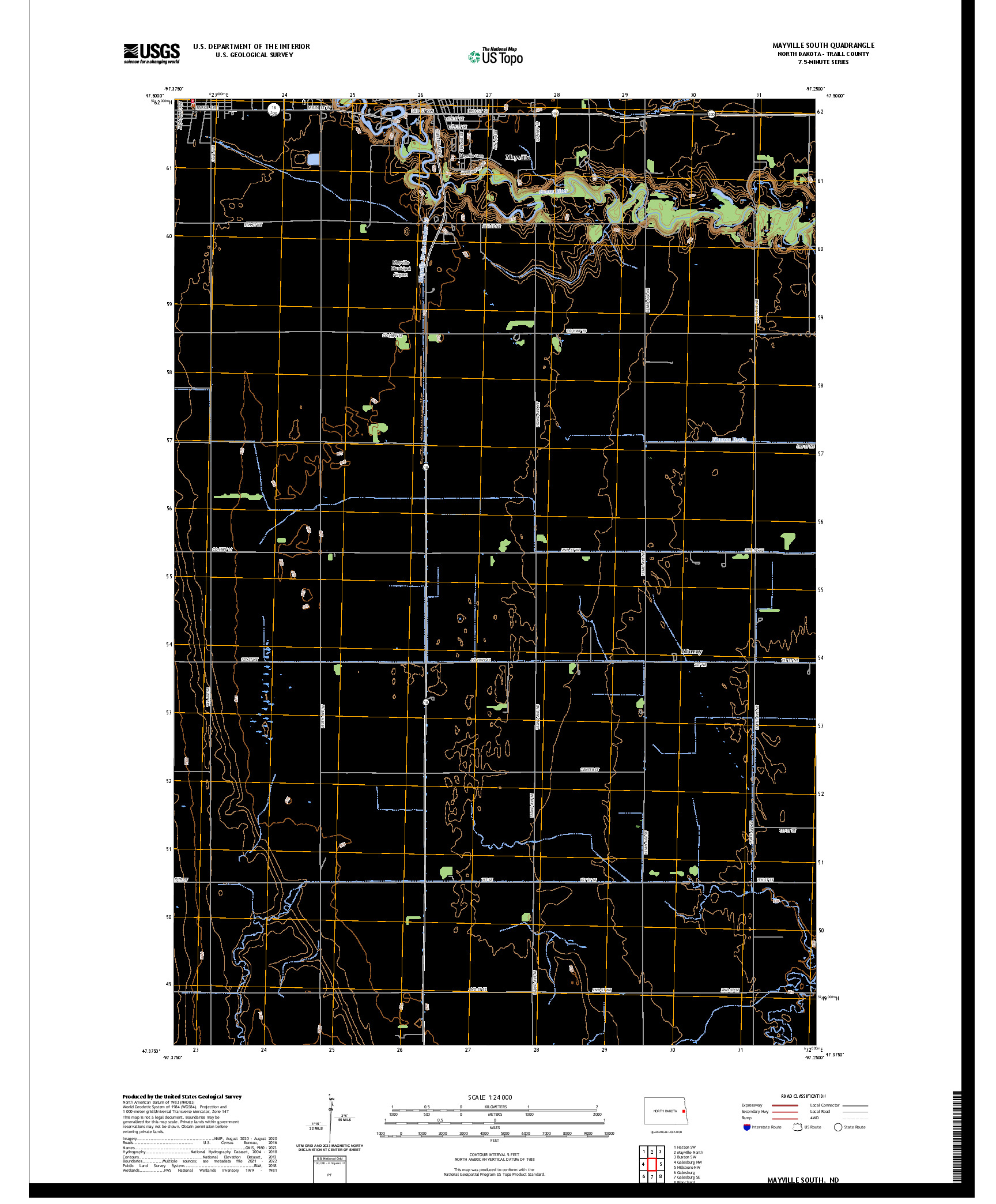 US TOPO 7.5-MINUTE MAP FOR MAYVILLE SOUTH, ND