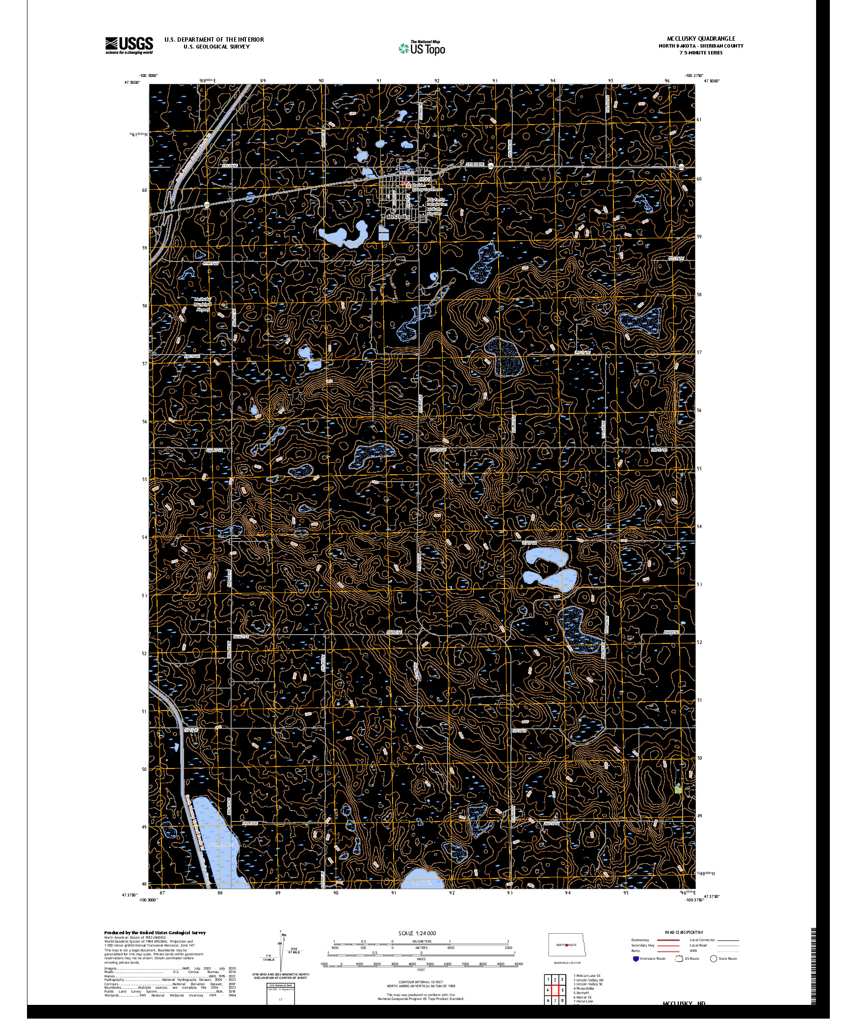 US TOPO 7.5-MINUTE MAP FOR MCCLUSKY, ND