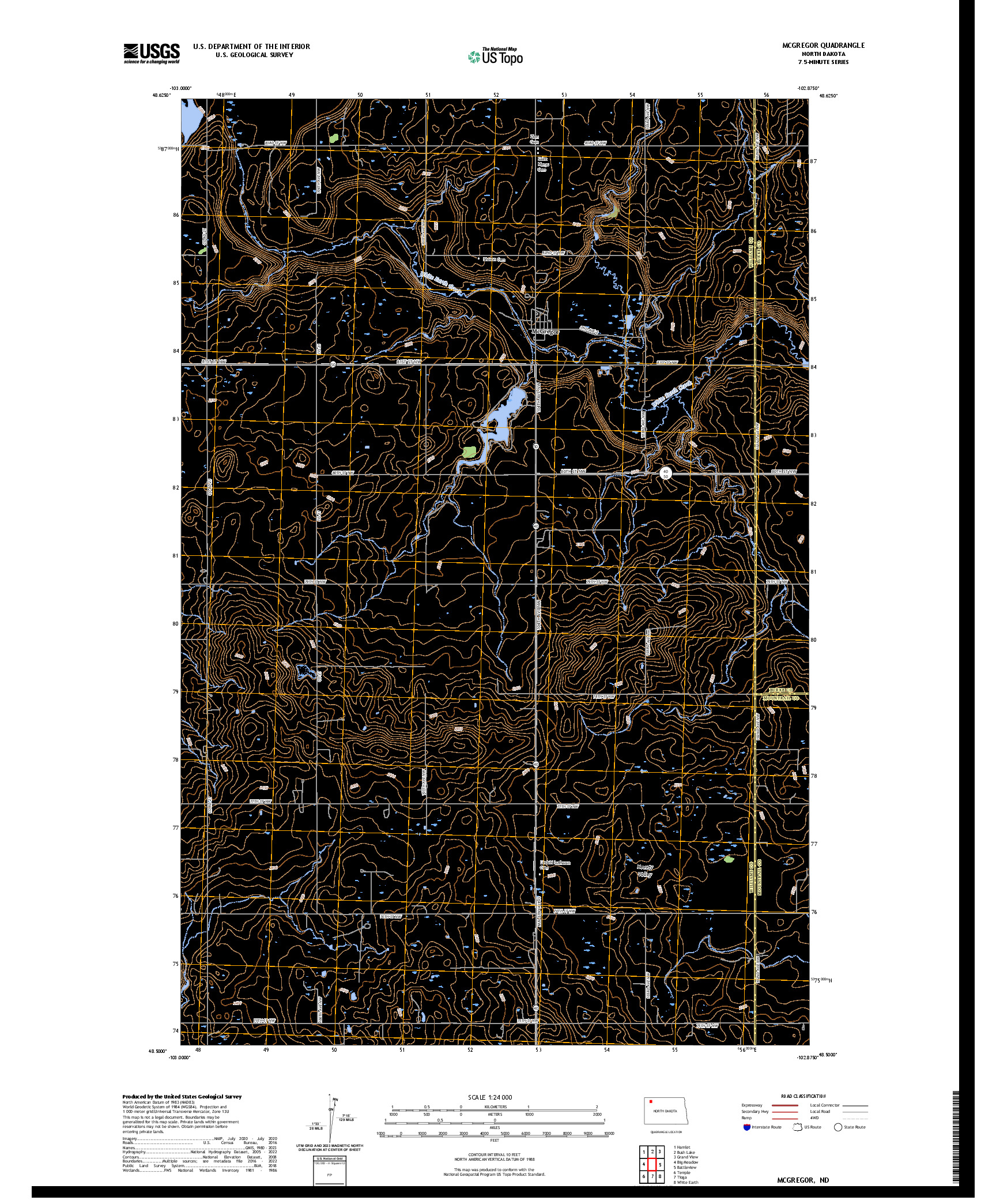 US TOPO 7.5-MINUTE MAP FOR MCGREGOR, ND