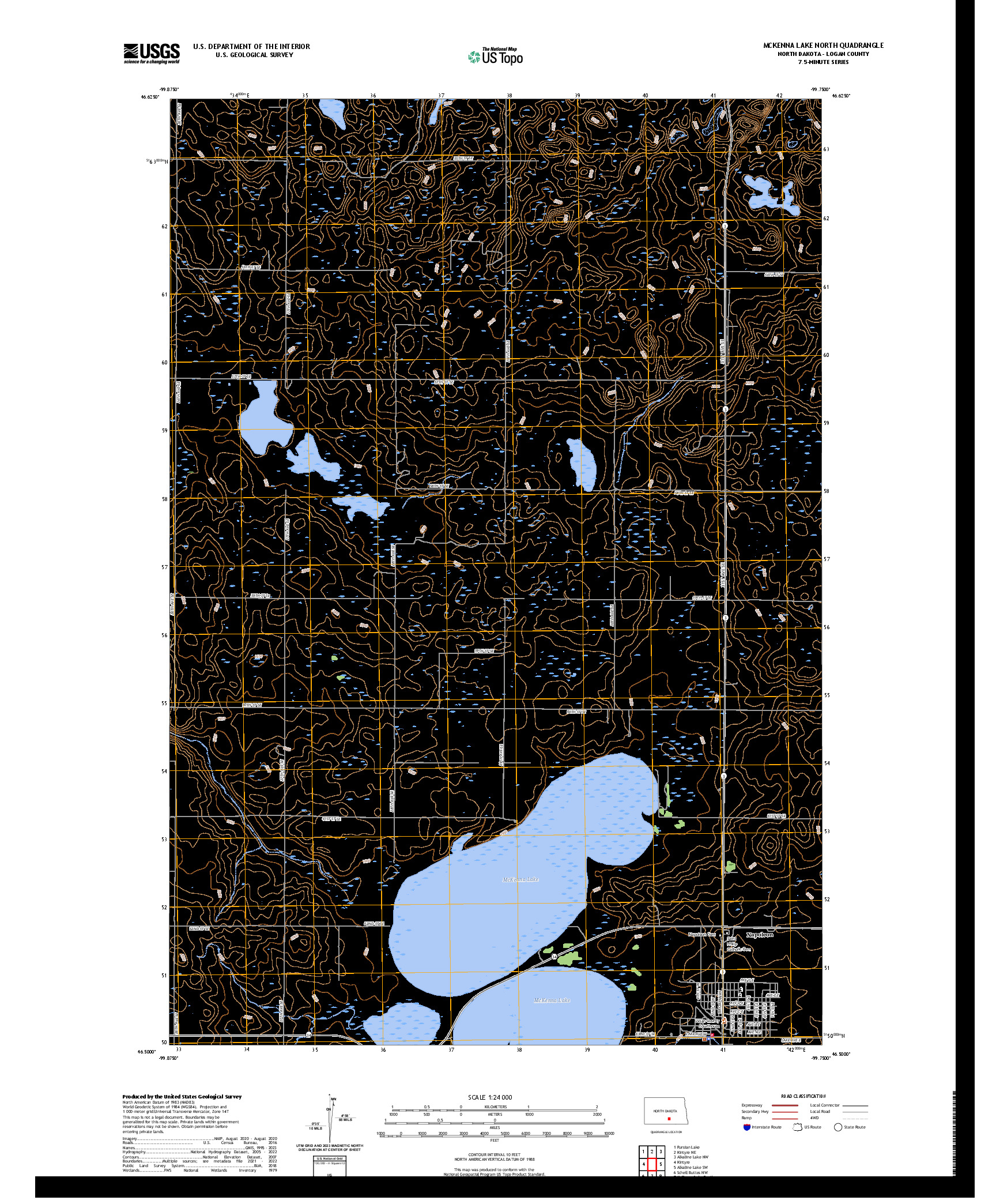 US TOPO 7.5-MINUTE MAP FOR MCKENNA LAKE NORTH, ND