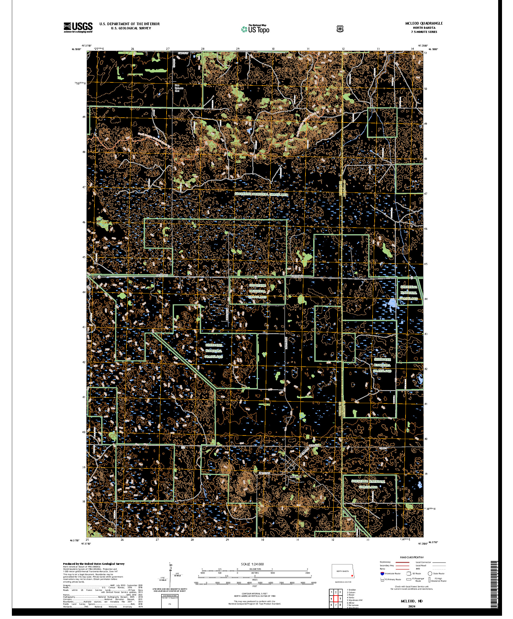 US TOPO 7.5-MINUTE MAP FOR MCLEOD, ND