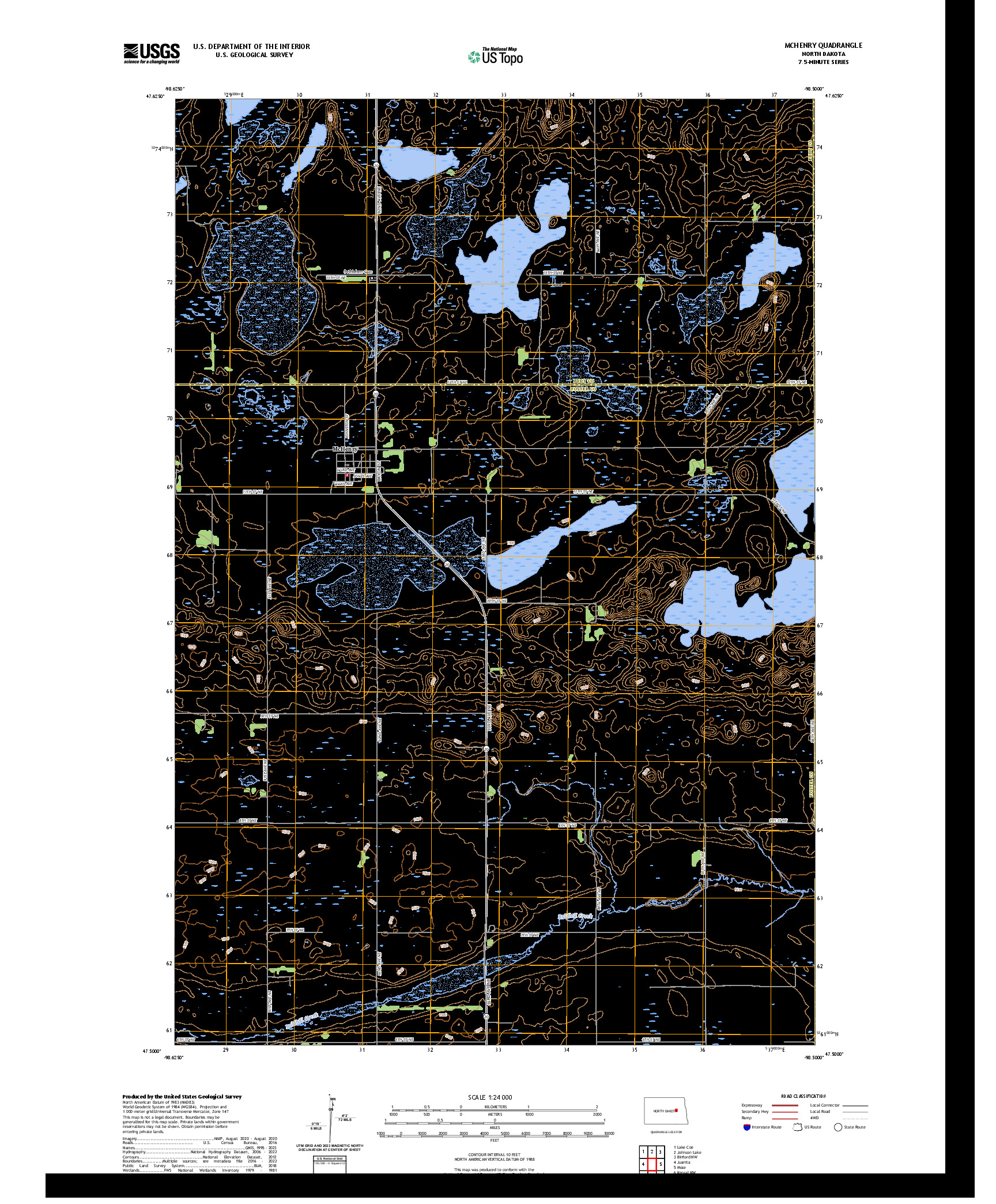 US TOPO 7.5-MINUTE MAP FOR MCHENRY, ND
