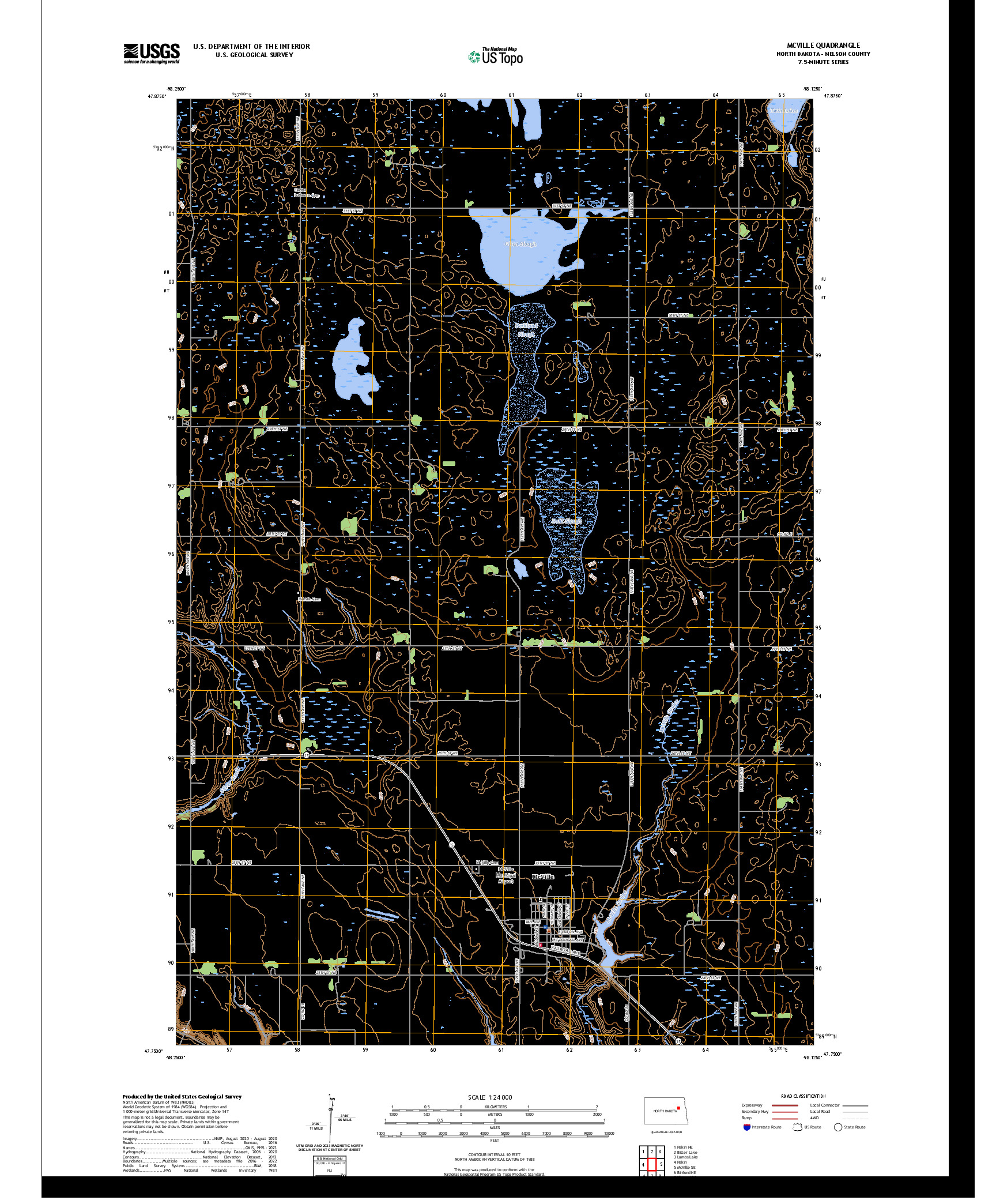 US TOPO 7.5-MINUTE MAP FOR MCVILLE, ND