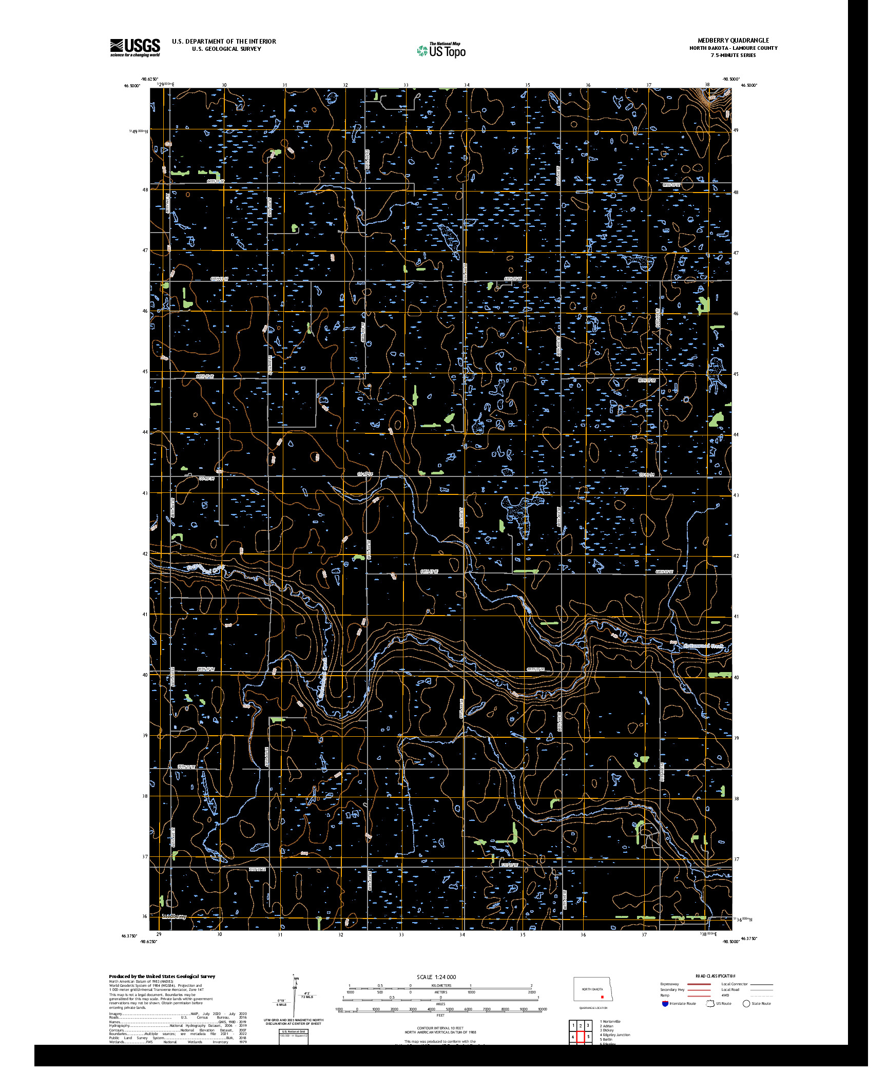 US TOPO 7.5-MINUTE MAP FOR MEDBERRY, ND