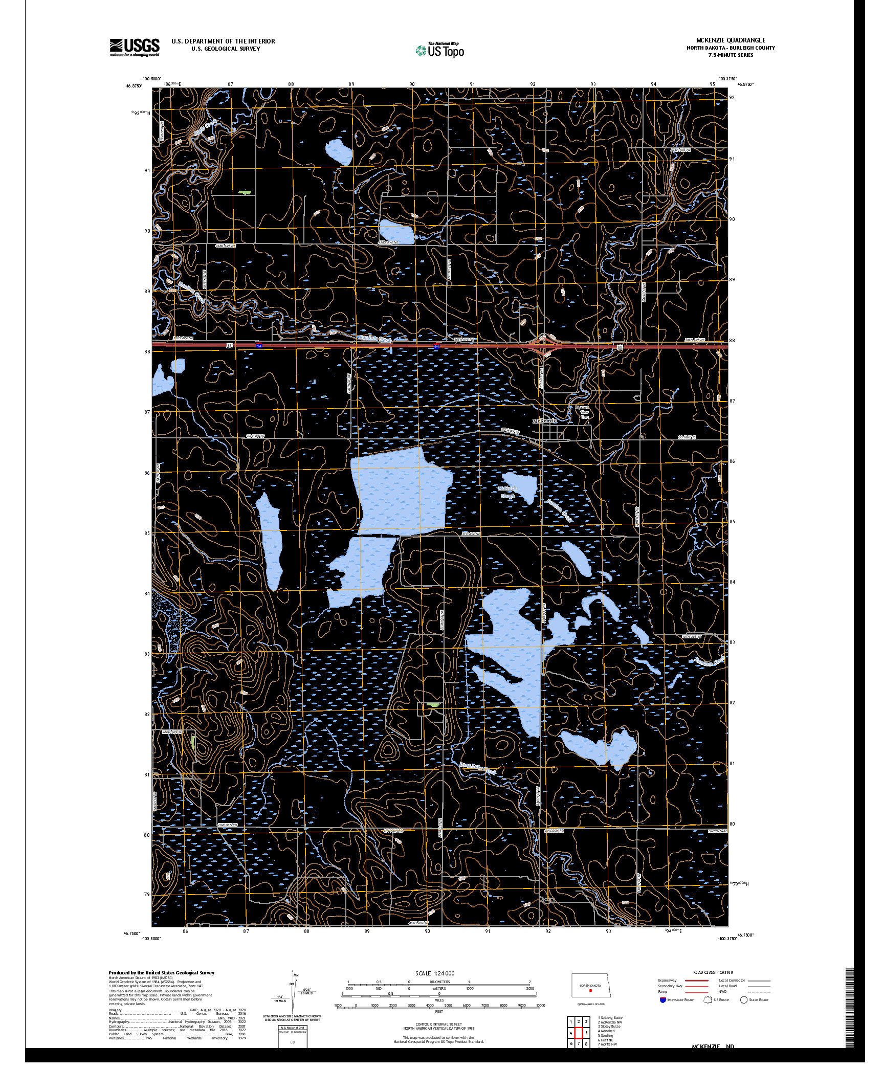 US TOPO 7.5-MINUTE MAP FOR MCKENZIE, ND