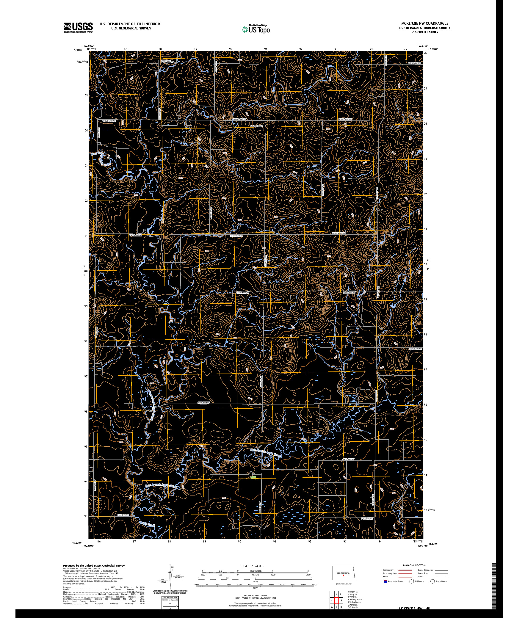 US TOPO 7.5-MINUTE MAP FOR MCKENZIE NW, ND
