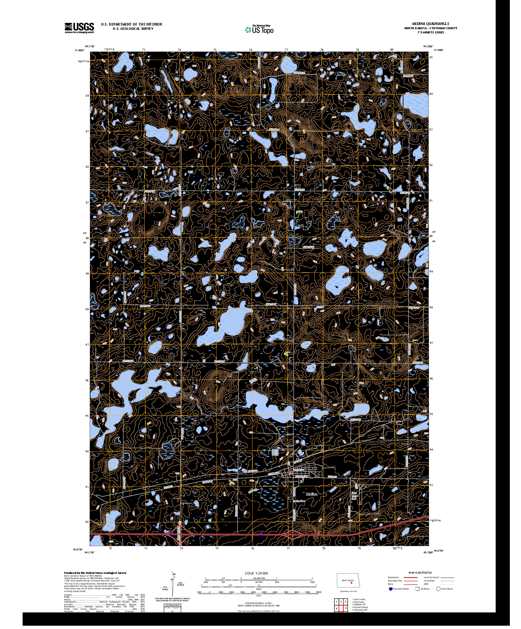 US TOPO 7.5-MINUTE MAP FOR MEDINA, ND