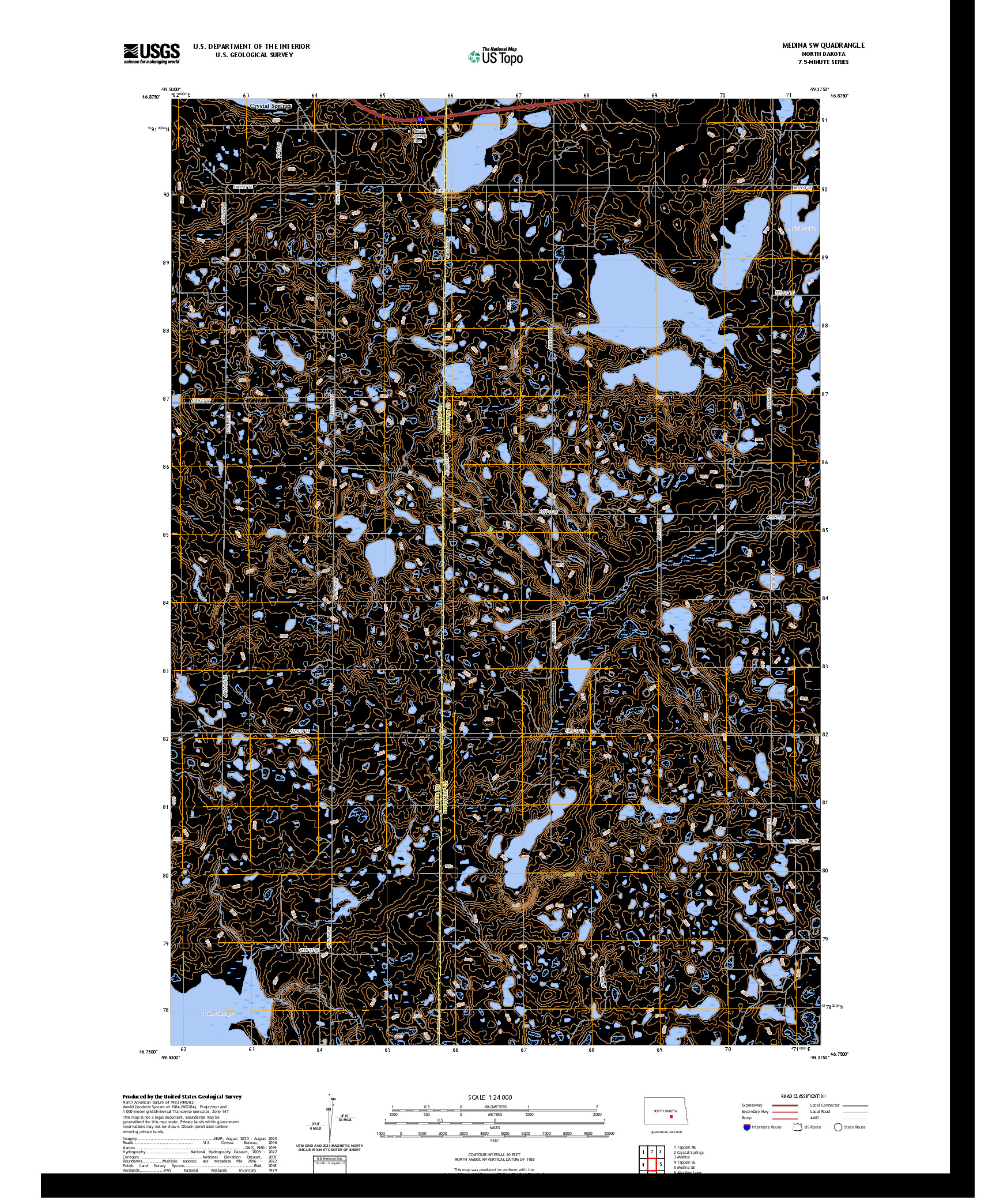 US TOPO 7.5-MINUTE MAP FOR MEDINA SW, ND