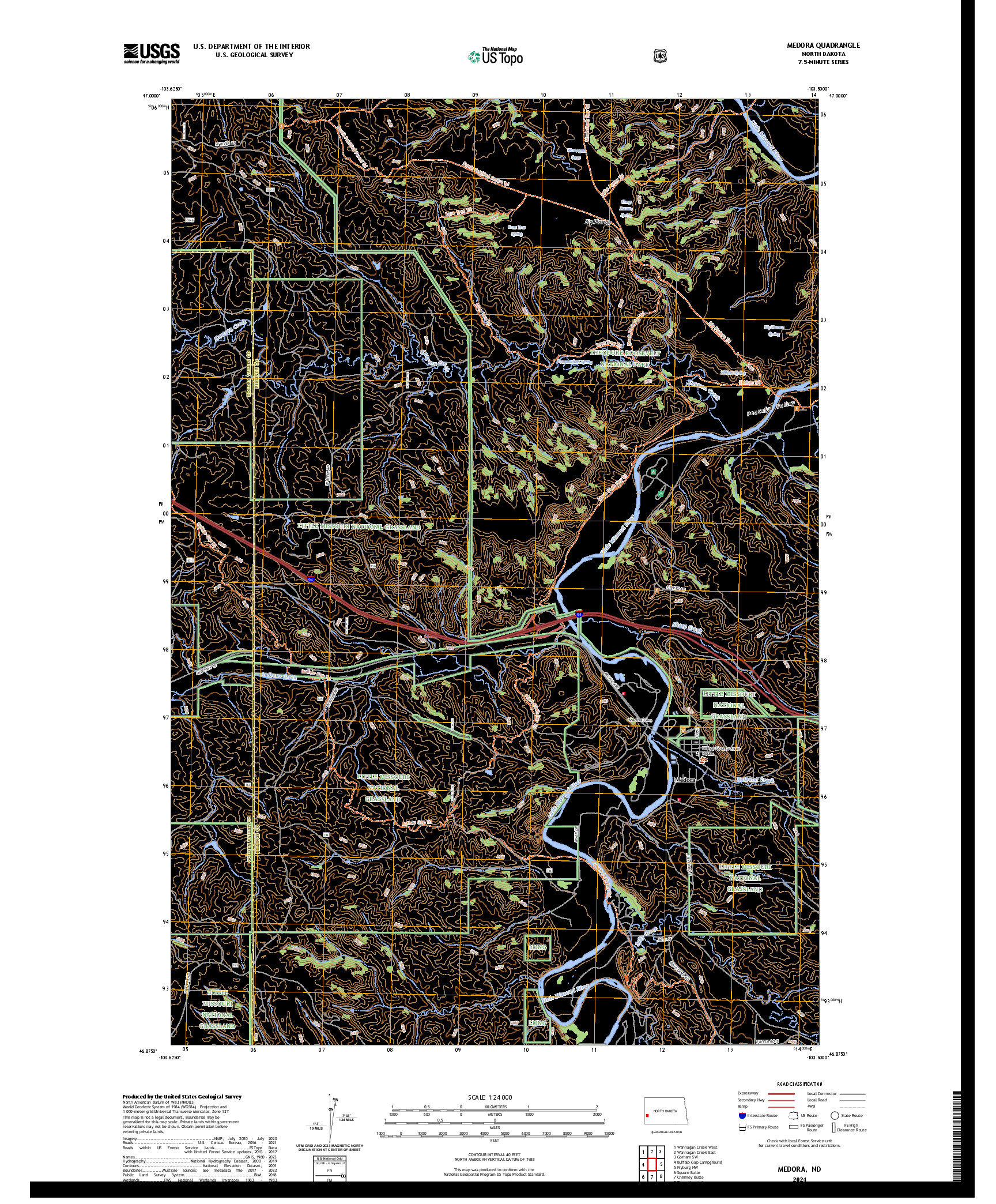 US TOPO 7.5-MINUTE MAP FOR MEDORA, ND