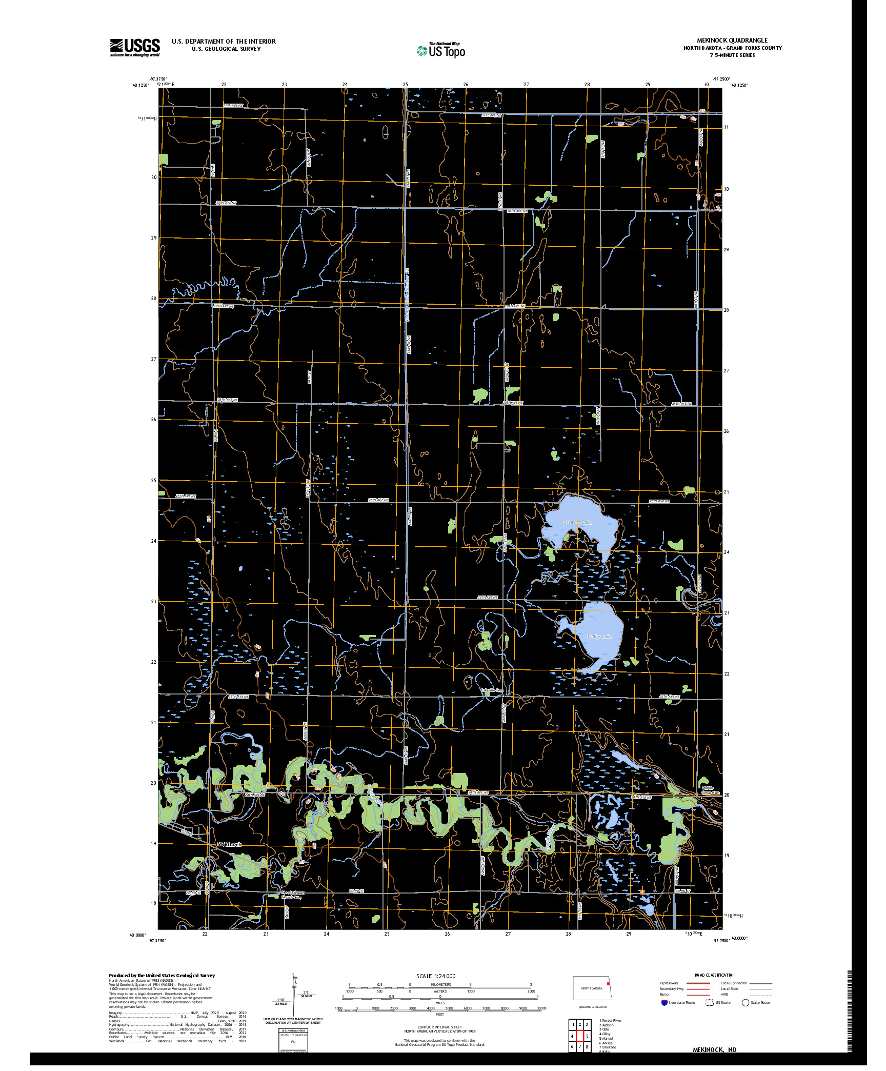 US TOPO 7.5-MINUTE MAP FOR MEKINOCK, ND