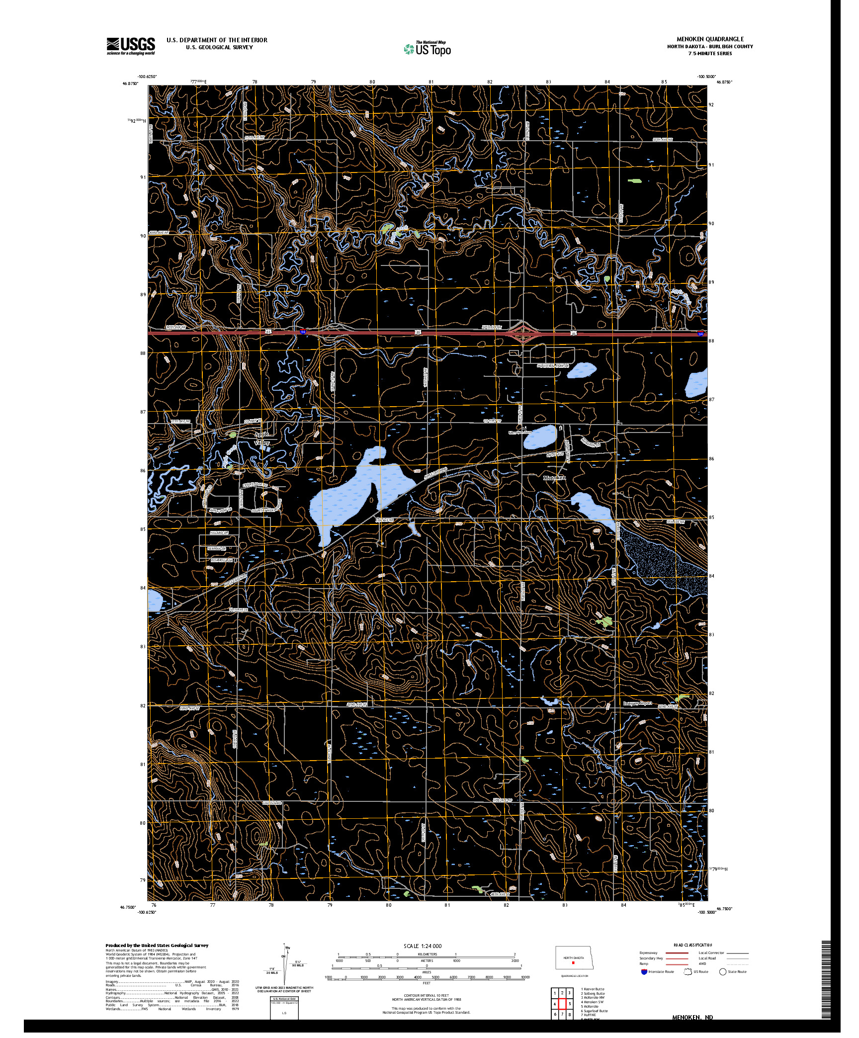 US TOPO 7.5-MINUTE MAP FOR MENOKEN, ND