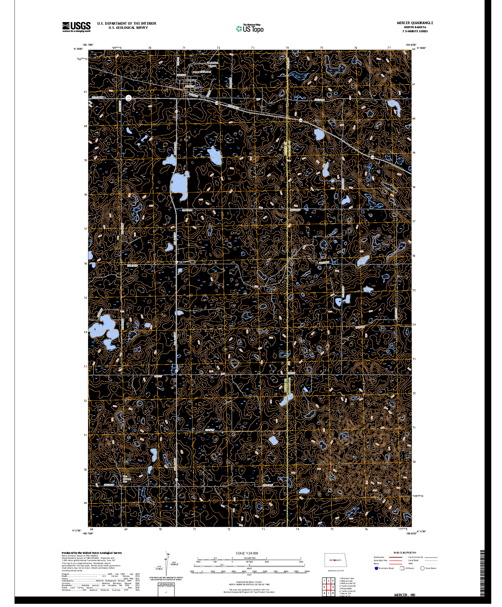 US TOPO 7.5-MINUTE MAP FOR MERCER, ND