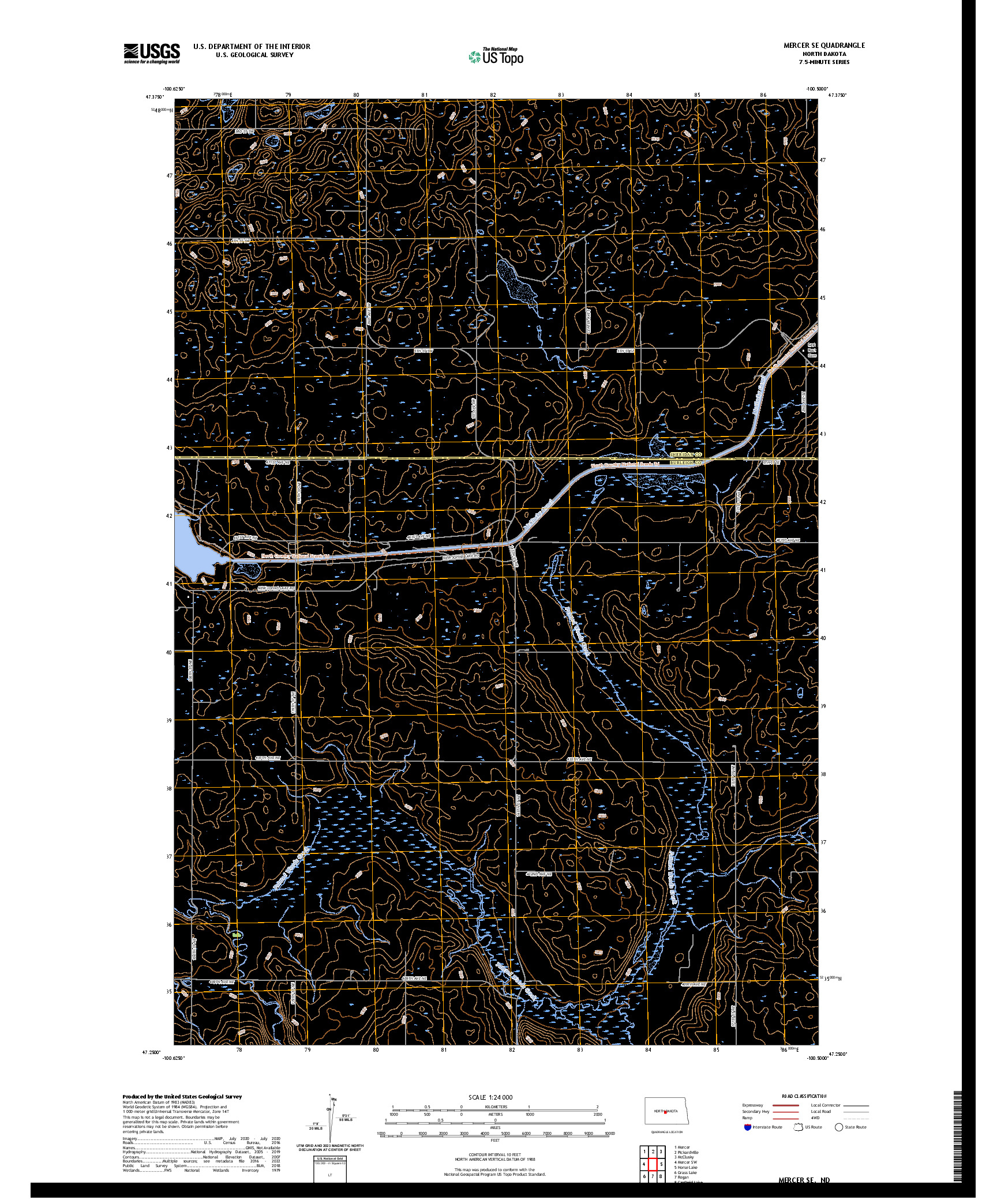 US TOPO 7.5-MINUTE MAP FOR MERCER SE, ND