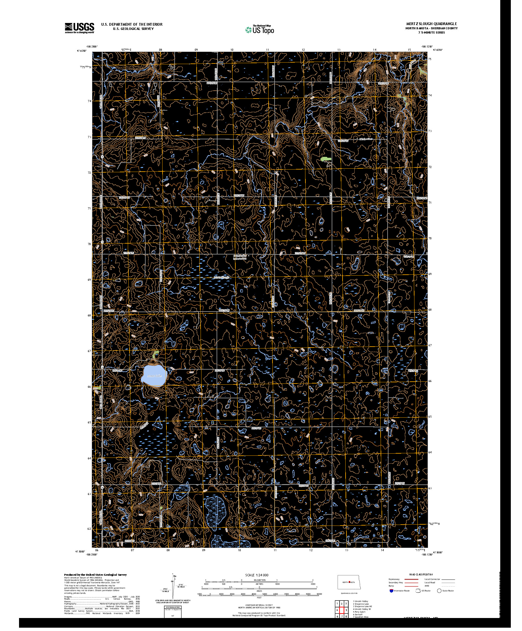 US TOPO 7.5-MINUTE MAP FOR MERTZ SLOUGH, ND