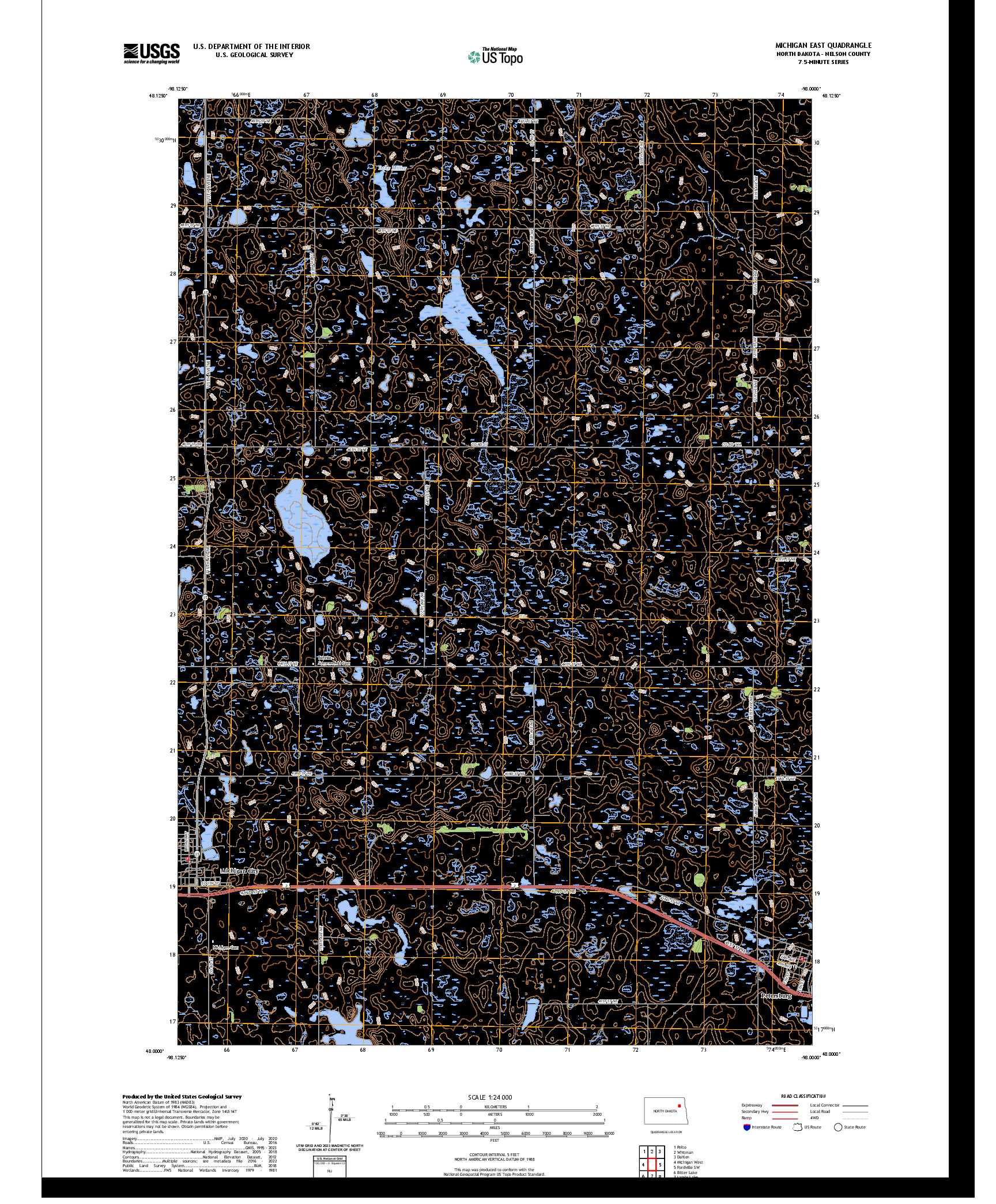 US TOPO 7.5-MINUTE MAP FOR MICHIGAN EAST, ND