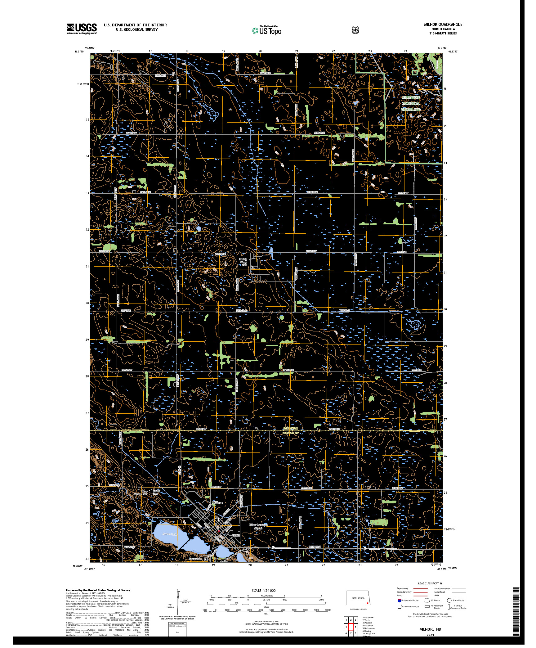 US TOPO 7.5-MINUTE MAP FOR MILNOR, ND