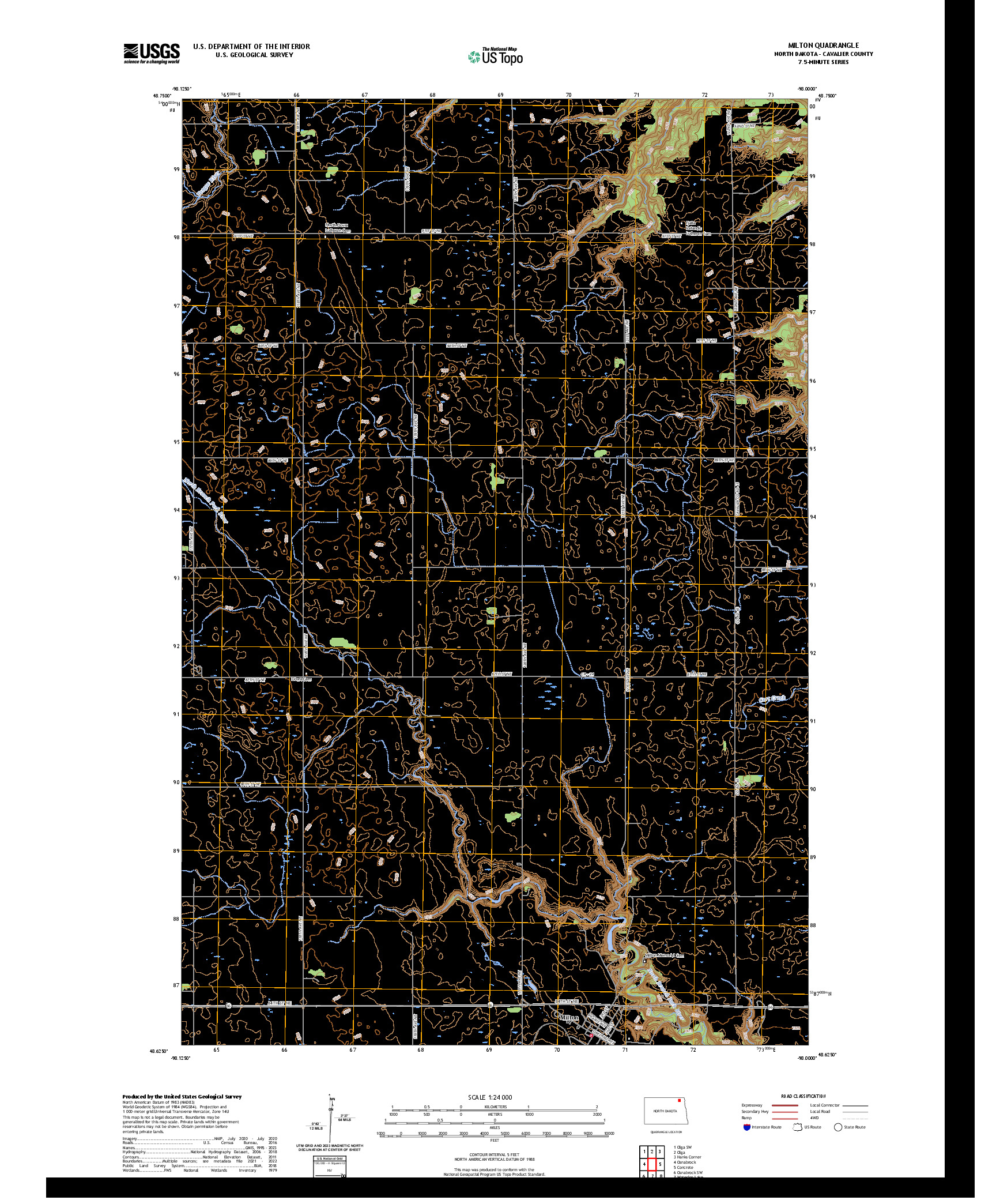 US TOPO 7.5-MINUTE MAP FOR MILTON, ND