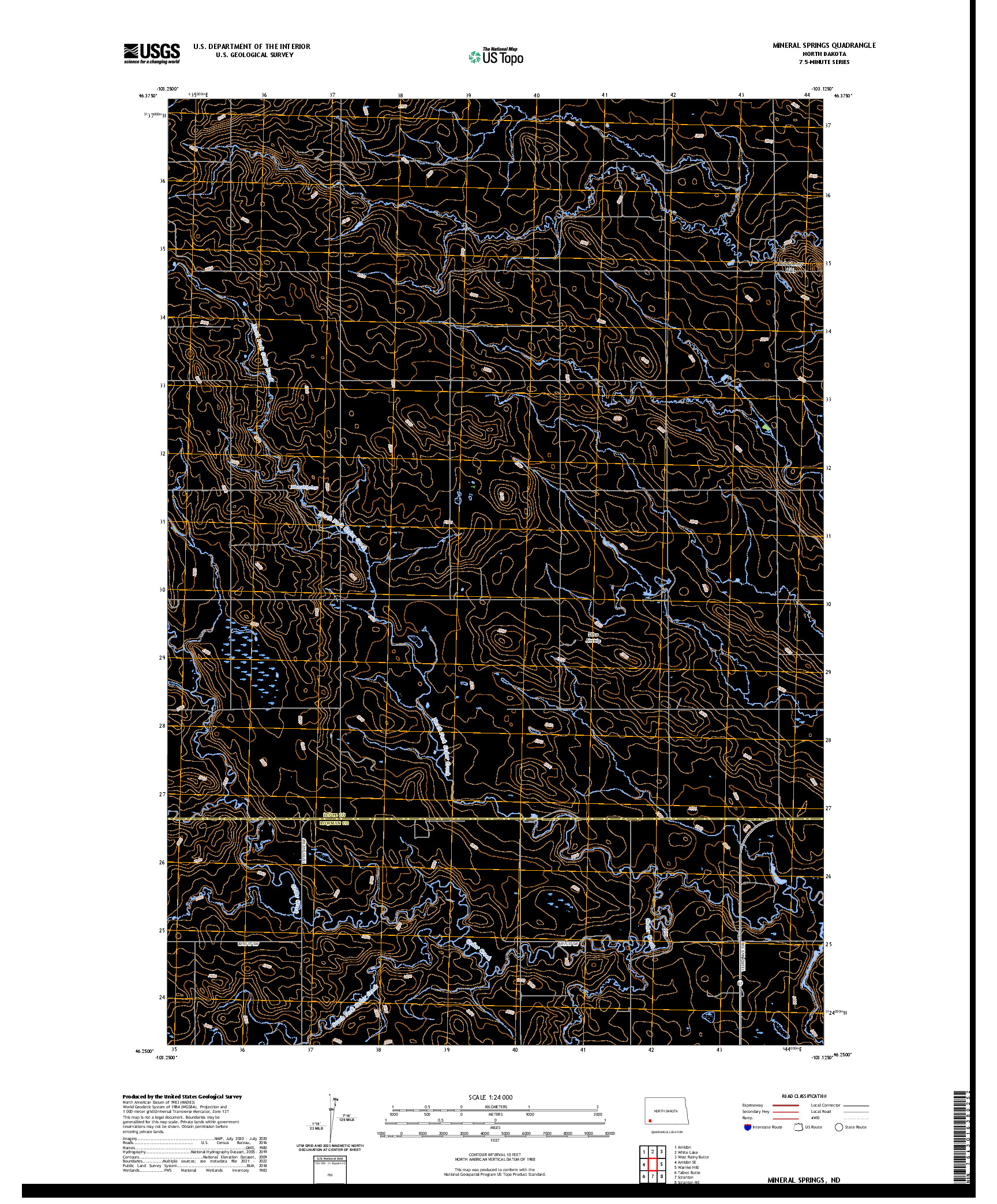 US TOPO 7.5-MINUTE MAP FOR MINERAL SPRINGS, ND