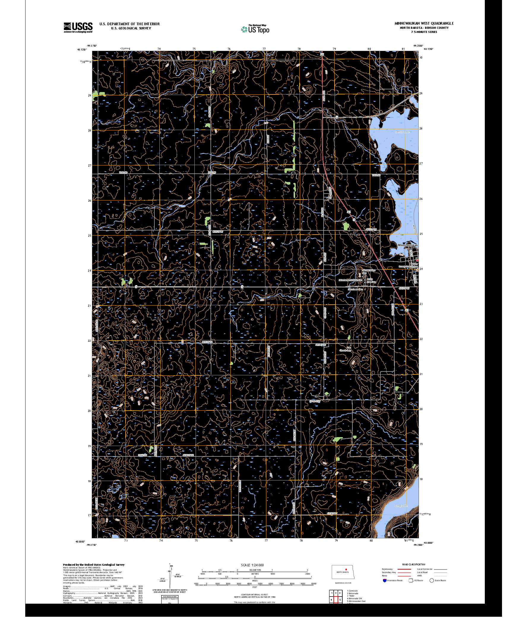 US TOPO 7.5-MINUTE MAP FOR MINNEWAUKAN WEST, ND
