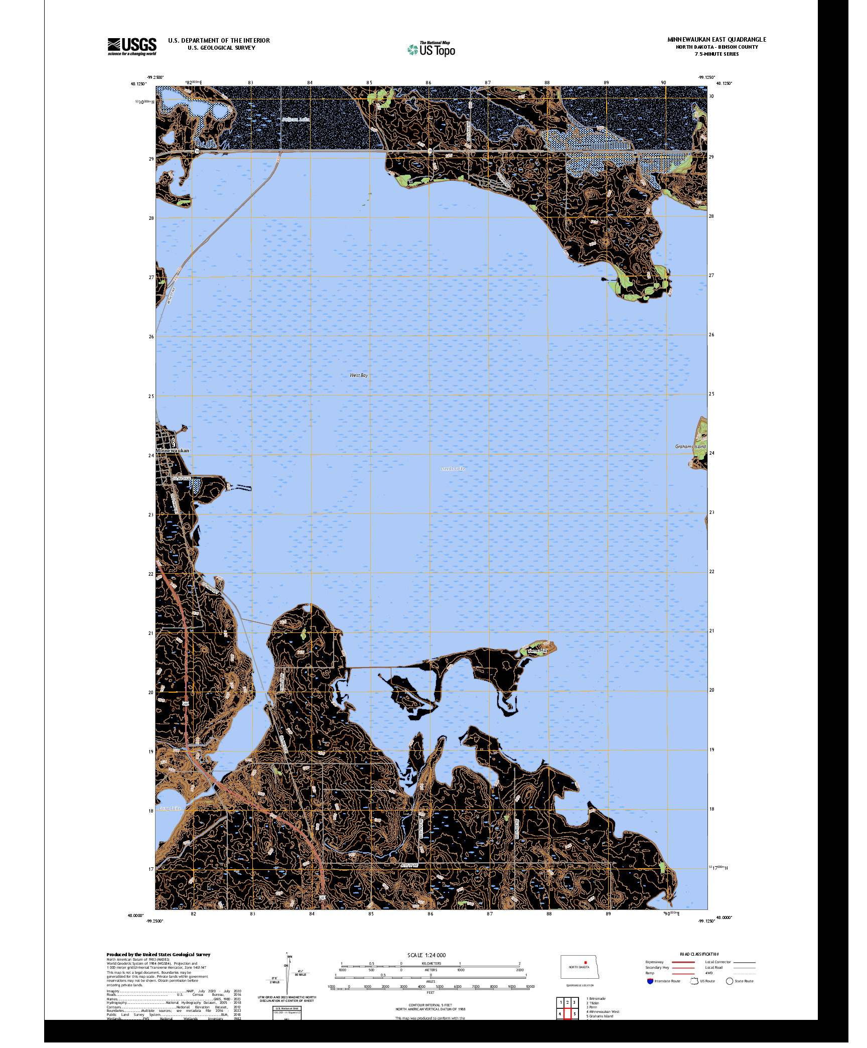 US TOPO 7.5-MINUTE MAP FOR MINNEWAUKAN EAST, ND