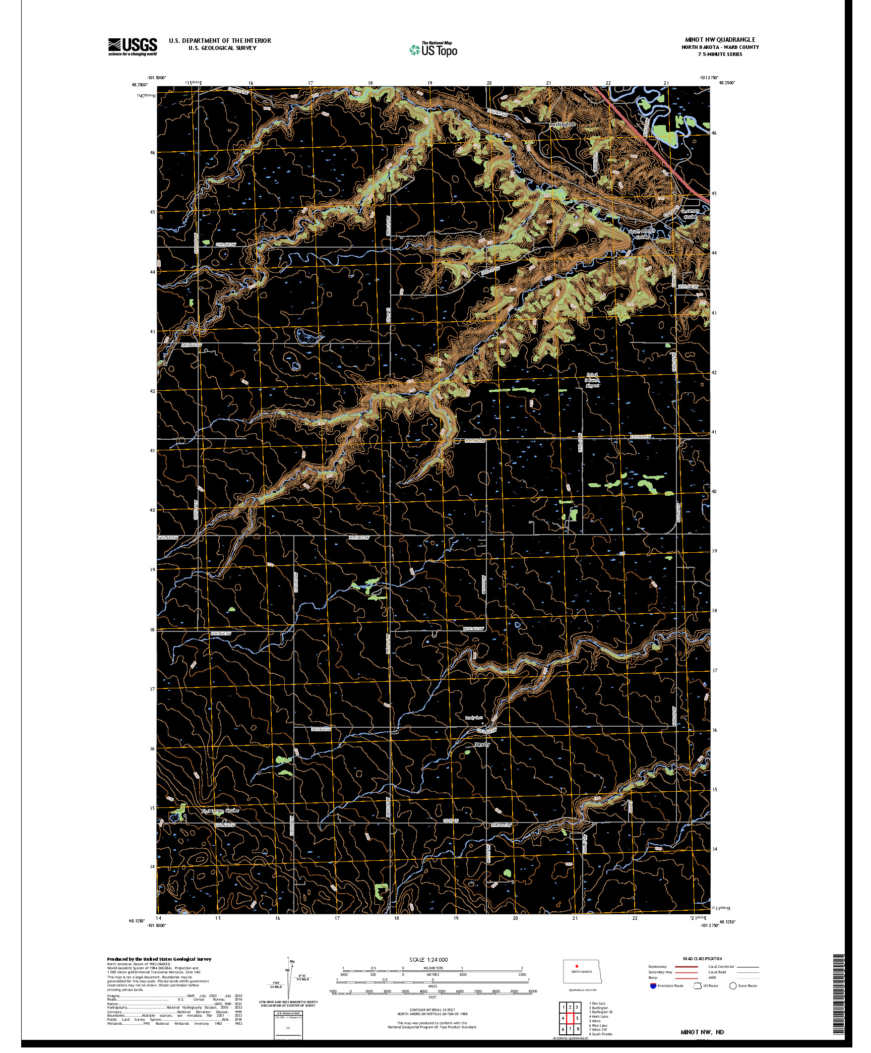 US TOPO 7.5-MINUTE MAP FOR MINOT NW, ND