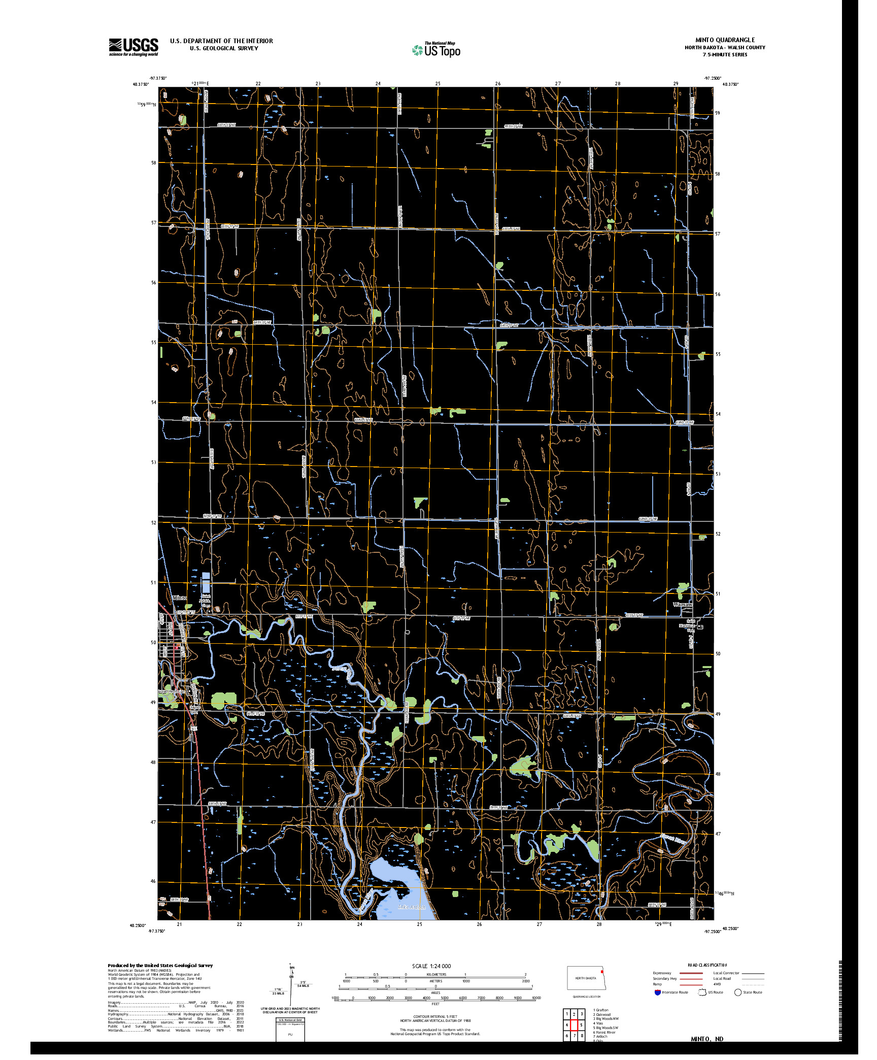 US TOPO 7.5-MINUTE MAP FOR MINTO, ND