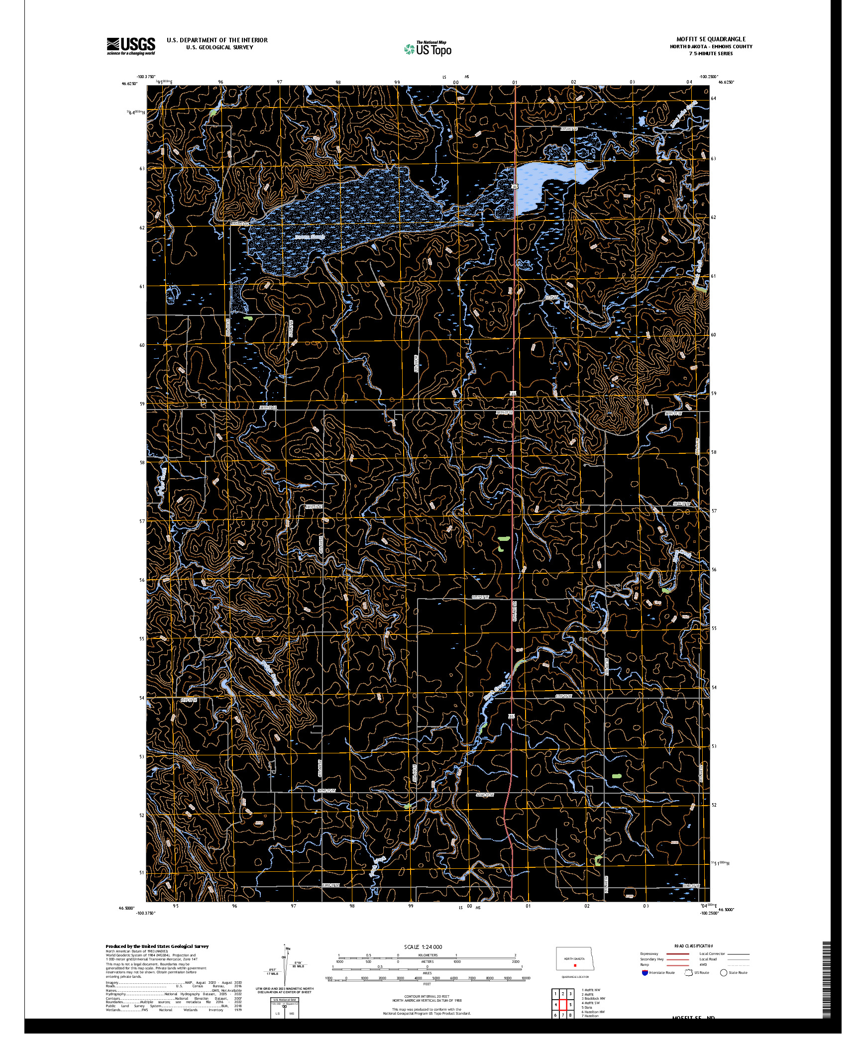 US TOPO 7.5-MINUTE MAP FOR MOFFIT SE, ND
