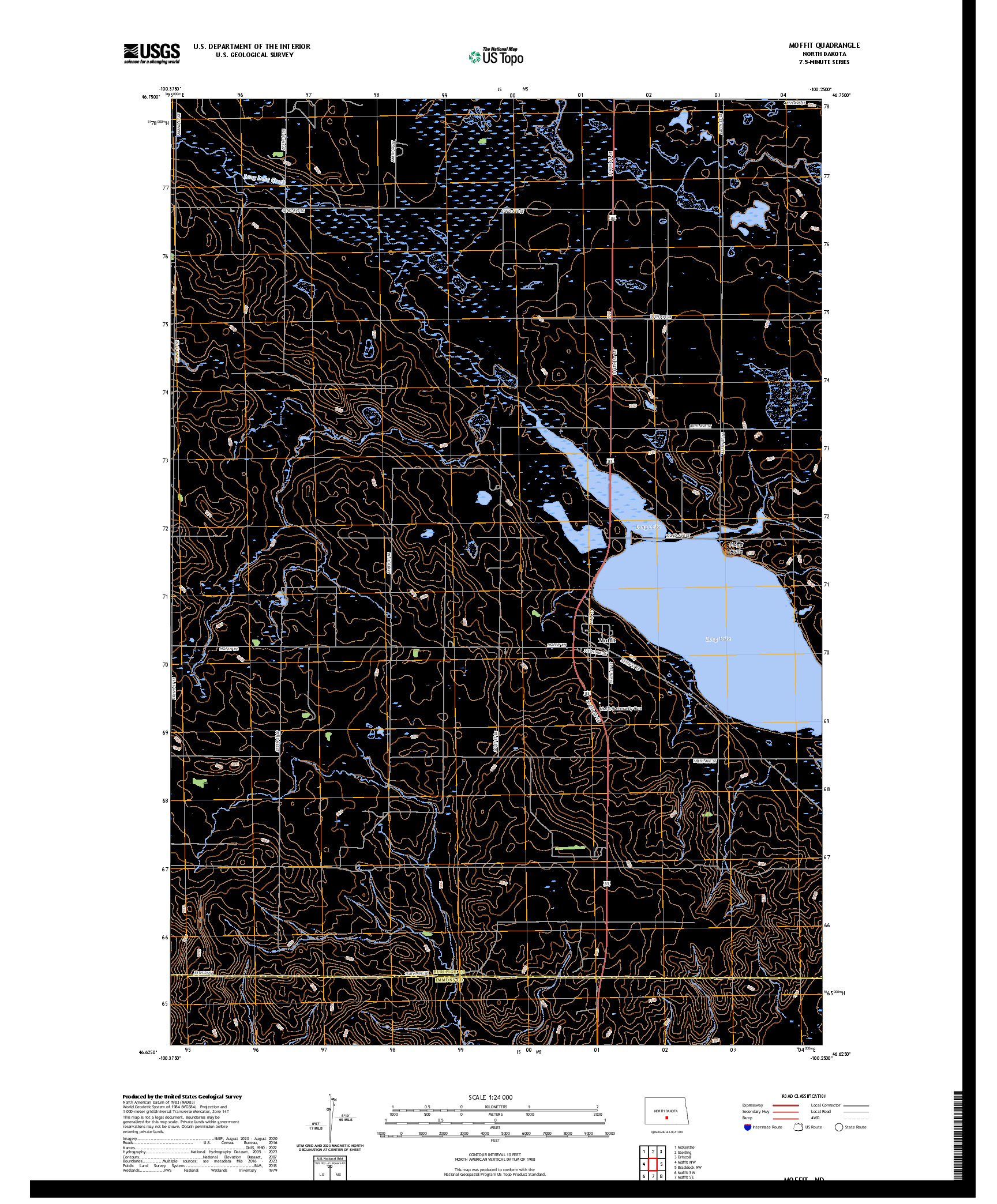 US TOPO 7.5-MINUTE MAP FOR MOFFIT, ND