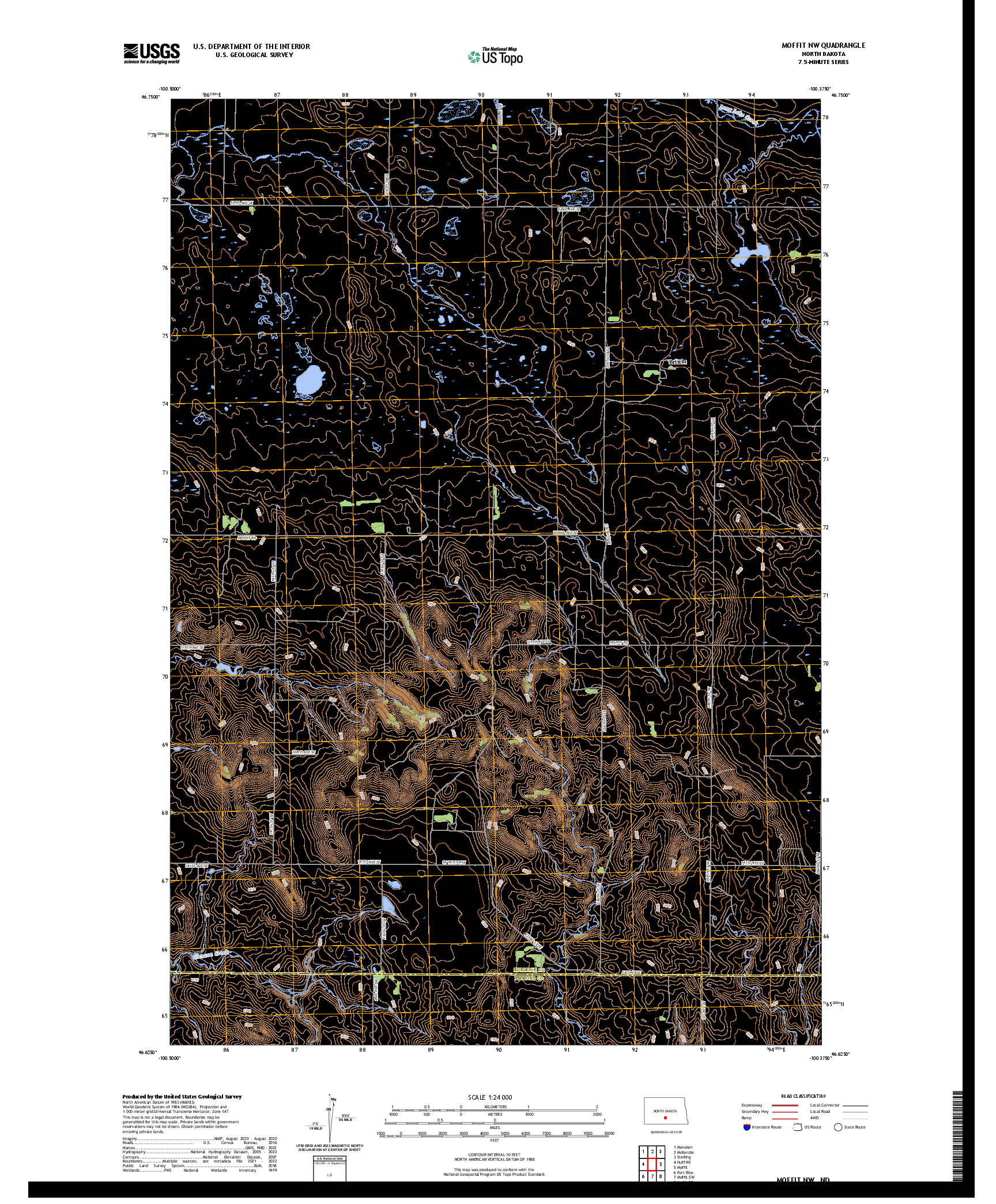 US TOPO 7.5-MINUTE MAP FOR MOFFIT NW, ND
