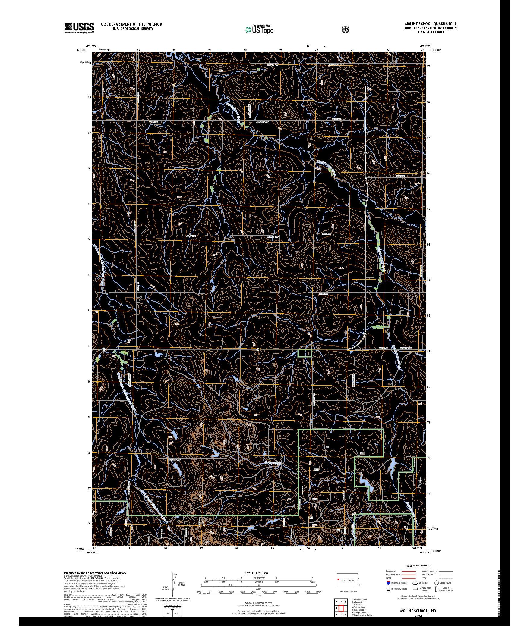 US TOPO 7.5-MINUTE MAP FOR MOLINE SCHOOL, ND