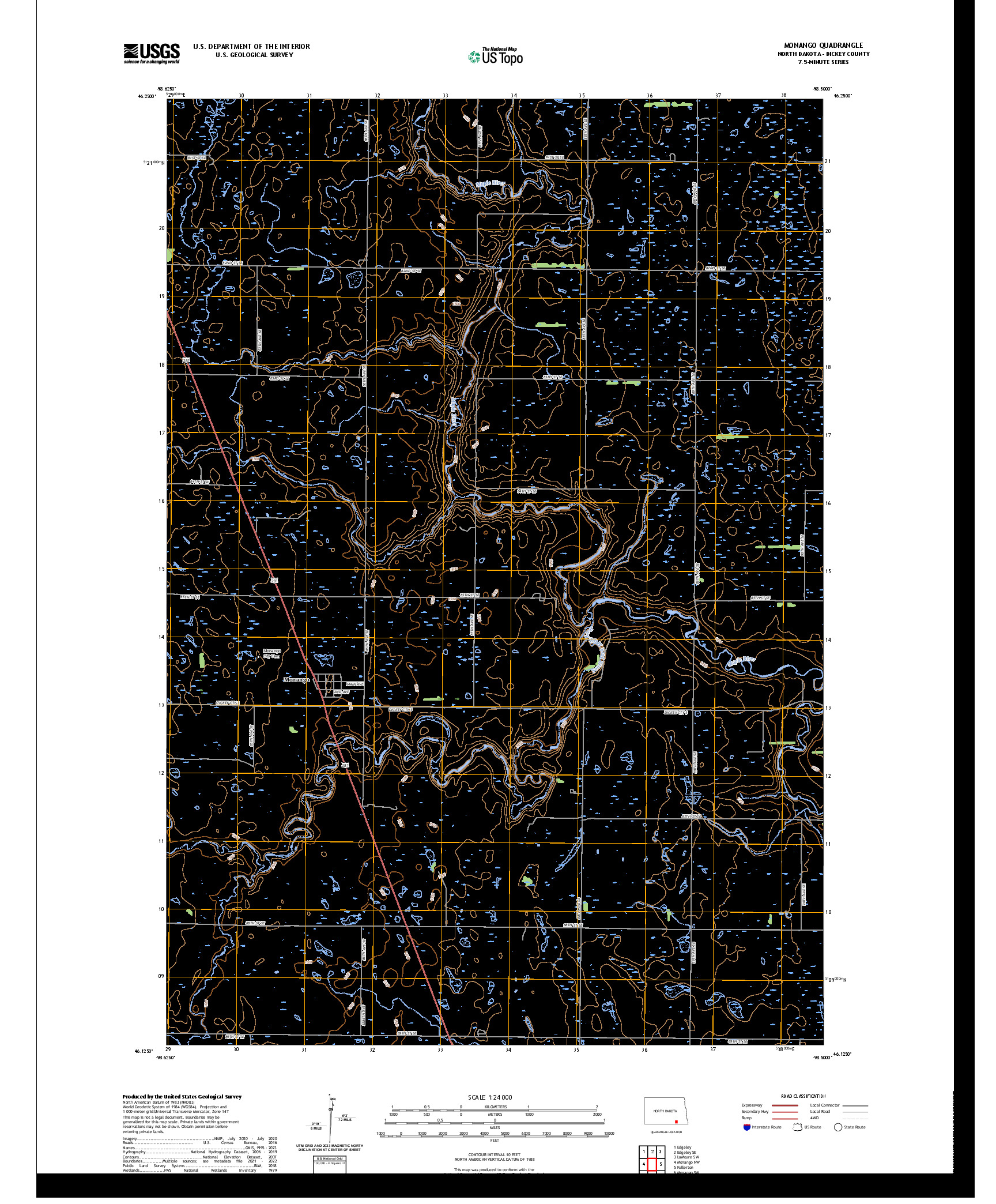 US TOPO 7.5-MINUTE MAP FOR MONANGO, ND