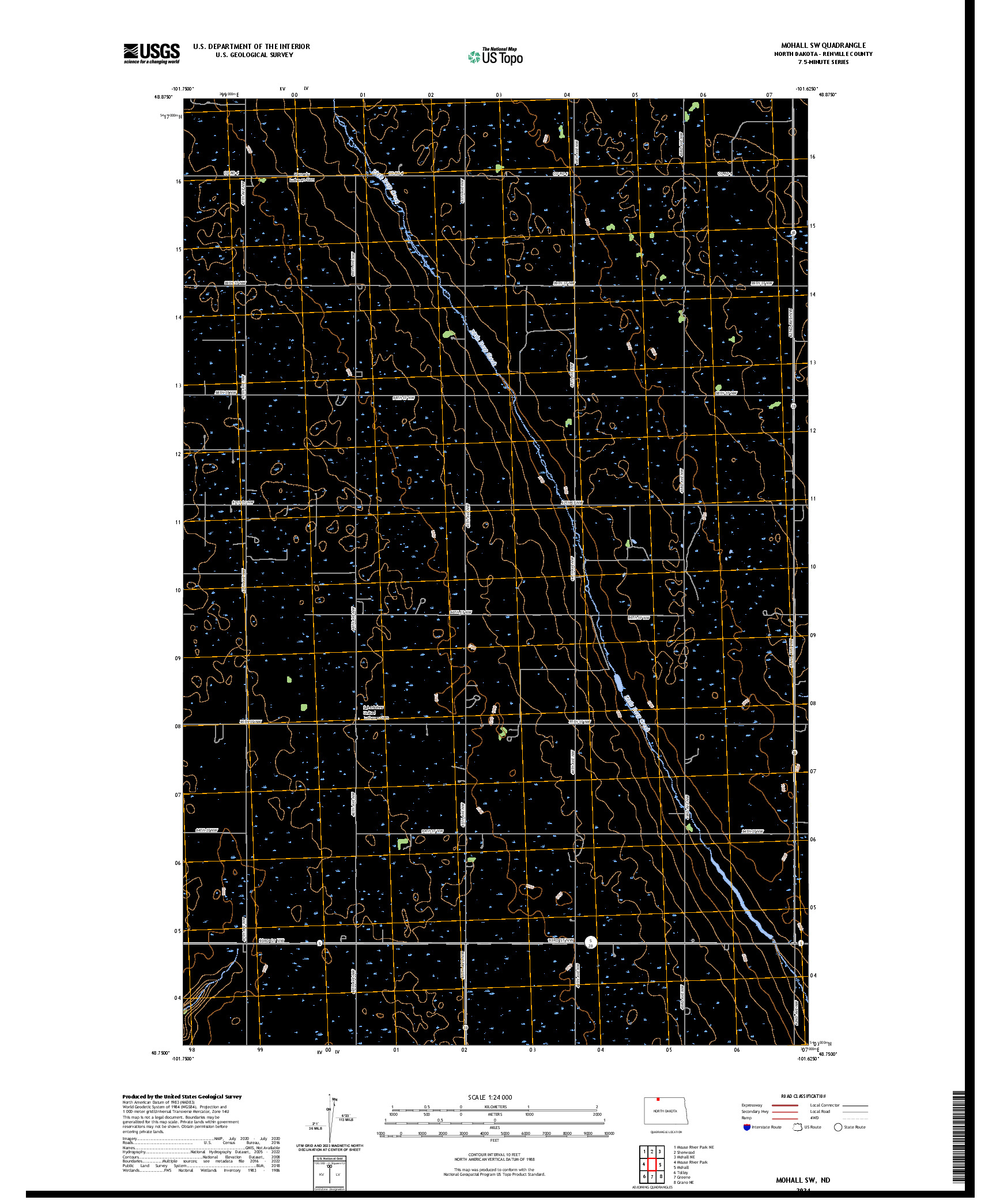 US TOPO 7.5-MINUTE MAP FOR MOHALL SW, ND