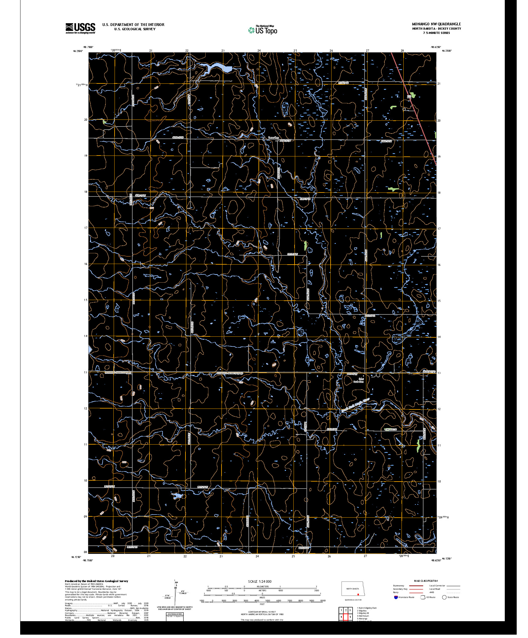 US TOPO 7.5-MINUTE MAP FOR MONANGO NW, ND